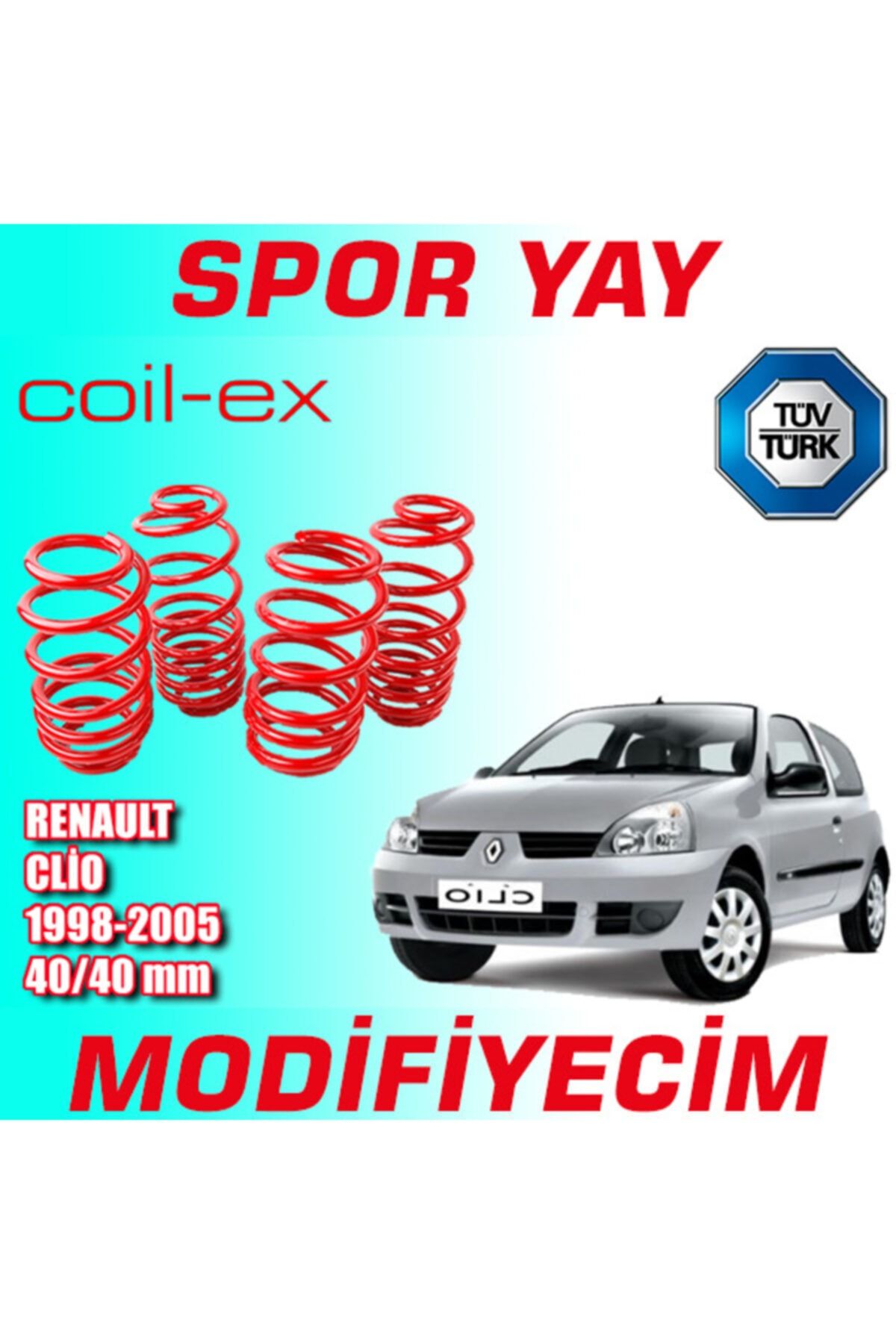 COİLEX Renault Clio 2 1998/2005 Arası 40/40mm Spor Yay Helezon