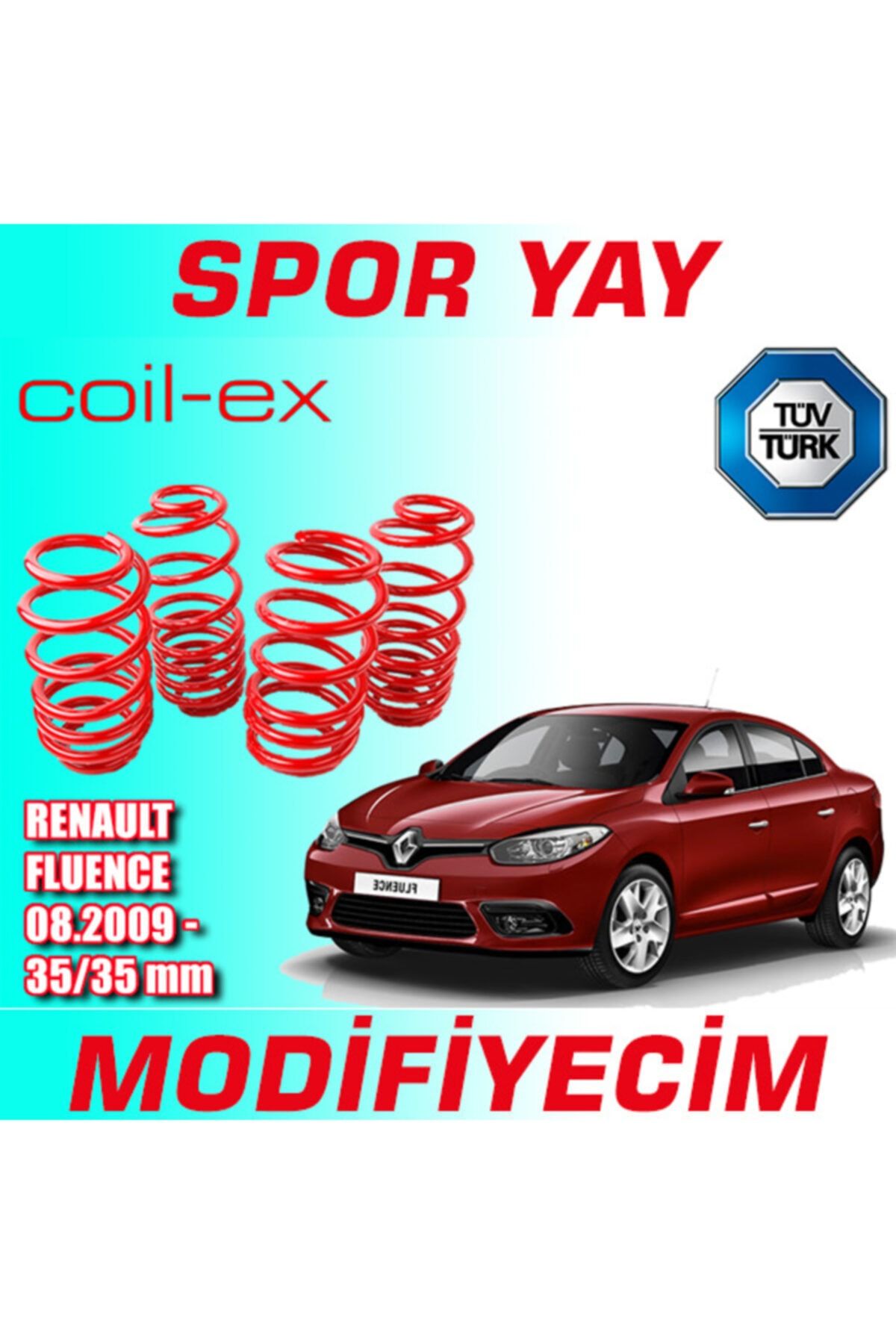 COİLEX Renault Fluence 2009 Sonrası 35/35mm Spor Yay Helezon