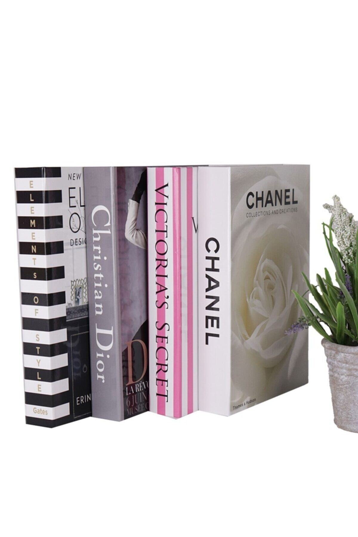 notiyatro Elements Dior Chanel Ve Victoria's Secret Dekoratif 4'lü Kitap Kutusu Set
