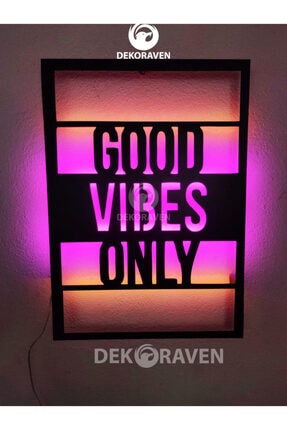 Good Vibes Only-motto Led Işıklı Ahşap Tablo