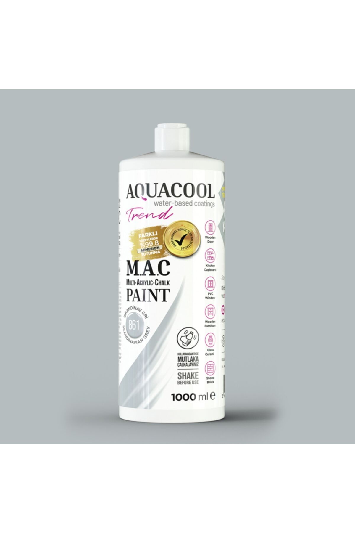 SZN Wood Aquacool Trend M.a.c Hobi Boyası Su Bazlı Akrilik 861 - Iskandinav Gri 1000 Ml