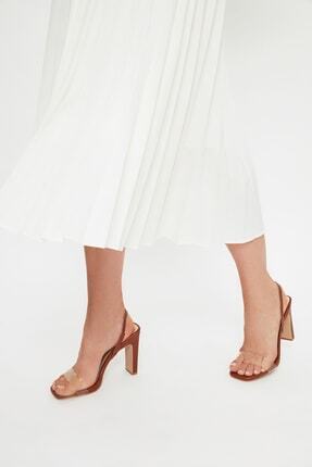 TRENDYOL SHOES Taba Şeffaf Bantlı Kadın Klasik Topuklu Ayakkabı TAKSS21TO0005