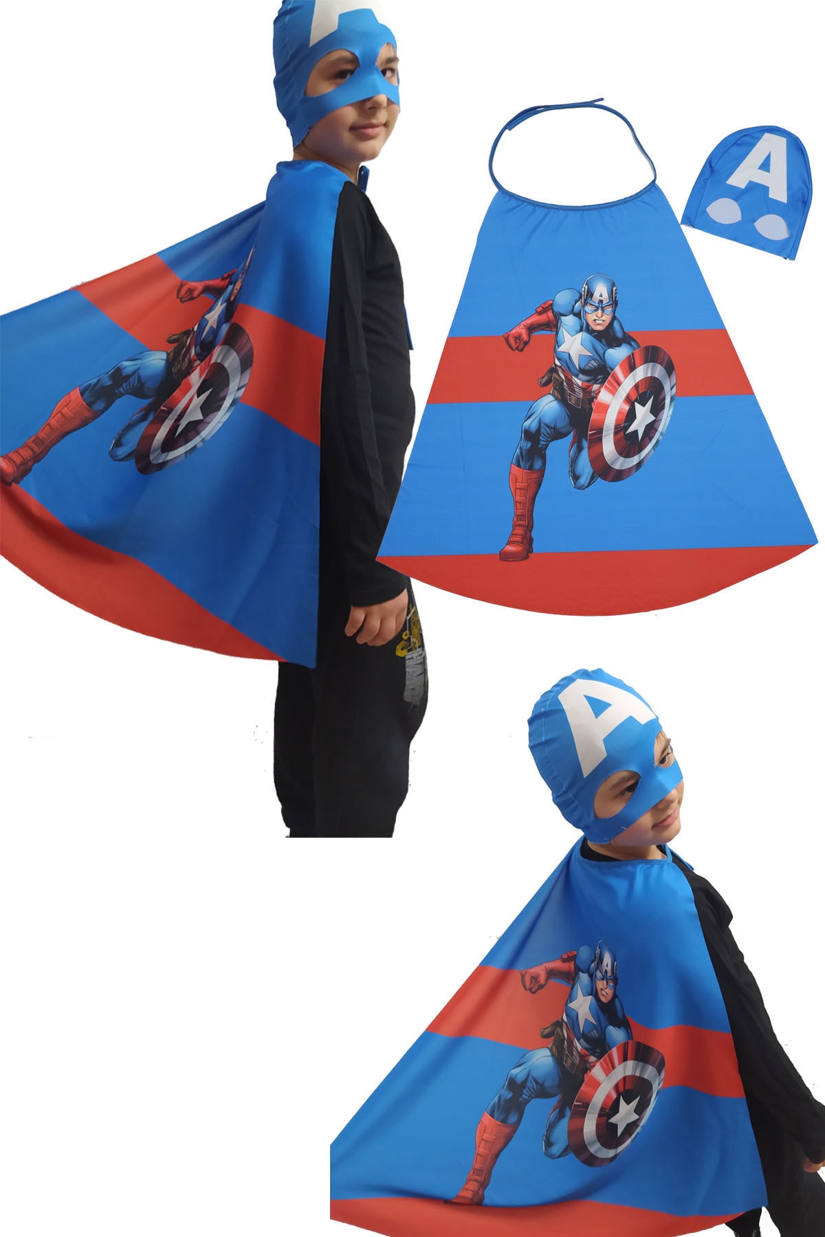 TUYTUK Kaptan Amerika Pelerin & Maskesi