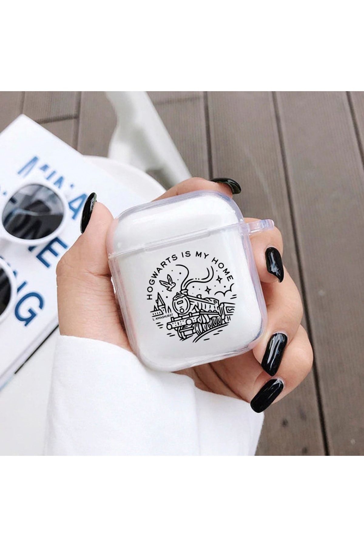 shoptocase Hogwarts Treni Detaylı Şeffaf Airpods Kılıfı