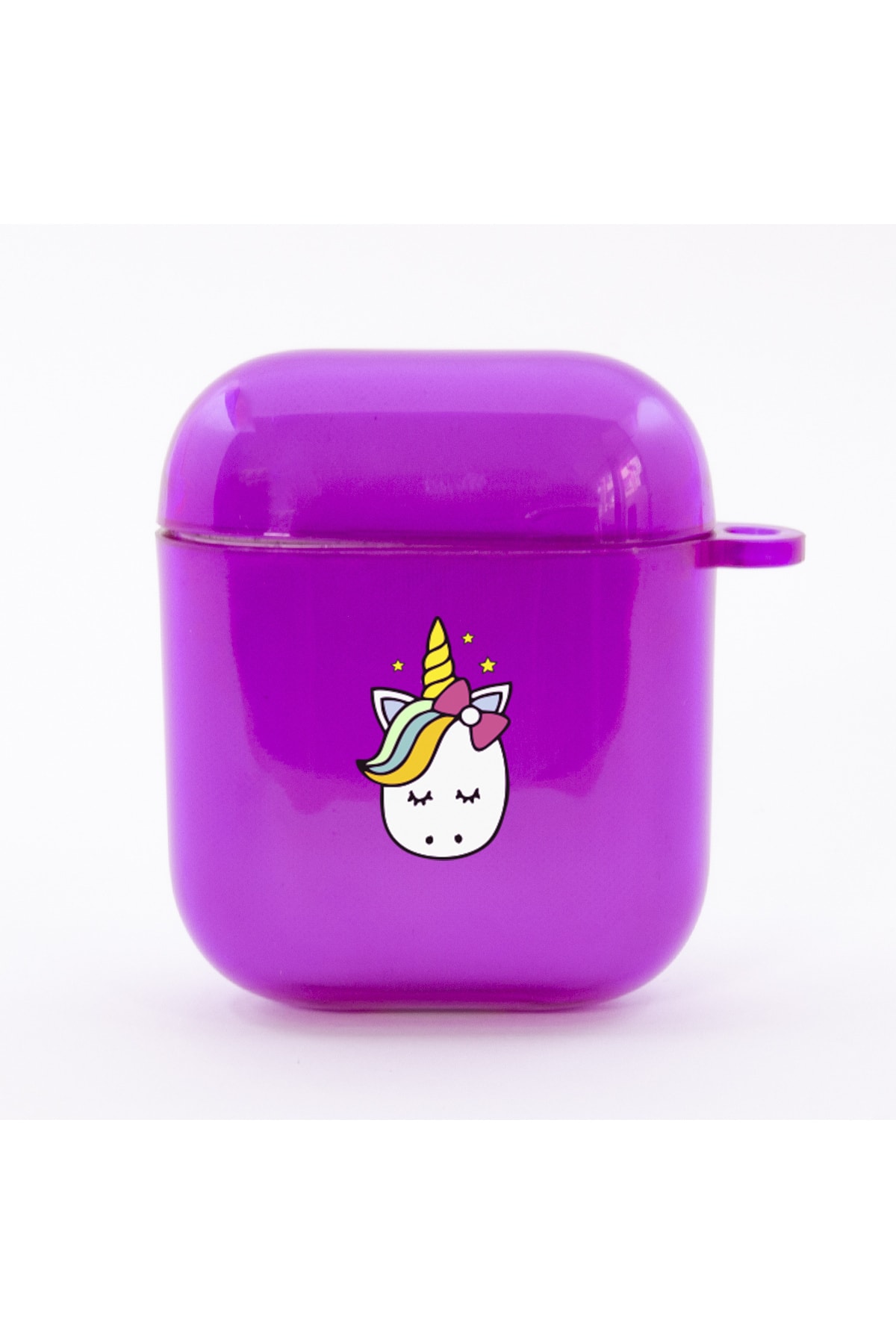 shoptocase Unicorn Detaylı Mor Renk Lüx Silikon Airpods Uyumlu Kılıfı