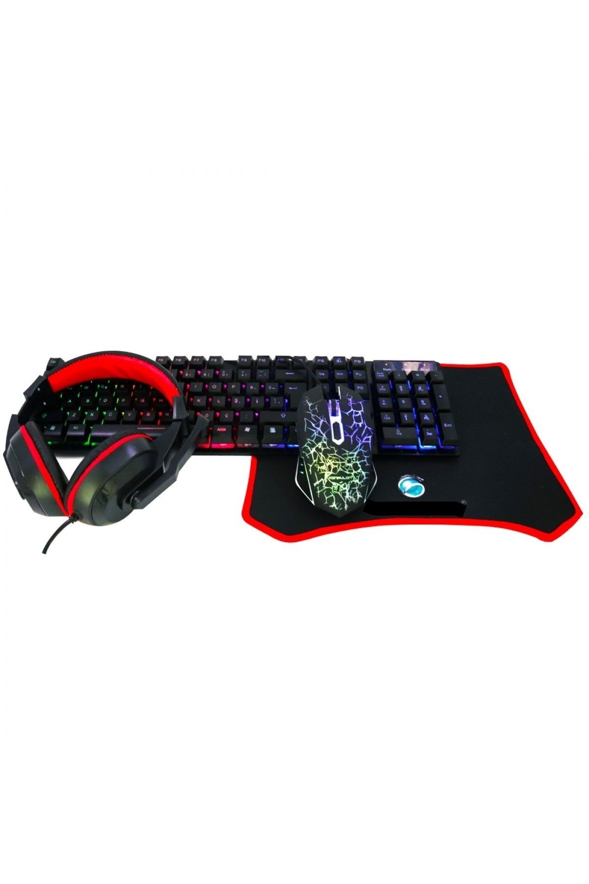 ELROND Elrohir Gy102 Karbon Türkçe Q Rgb Işıklı Gaming Klavye Mouse Mousepad Oyuncu Kulaklığı 4in1 Set