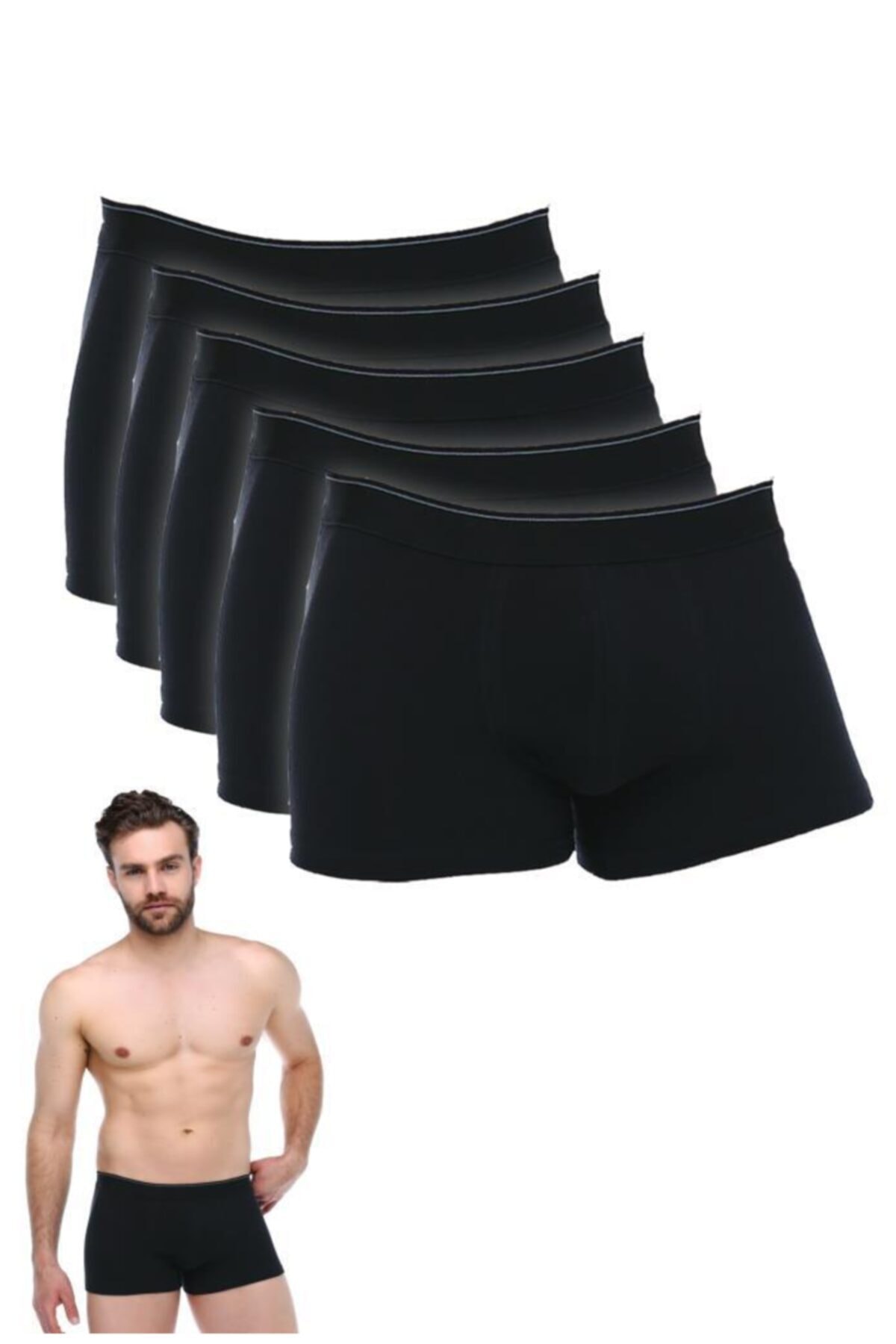 Guda Erkek Boxer 5li Paket Basic 19505 Siyah