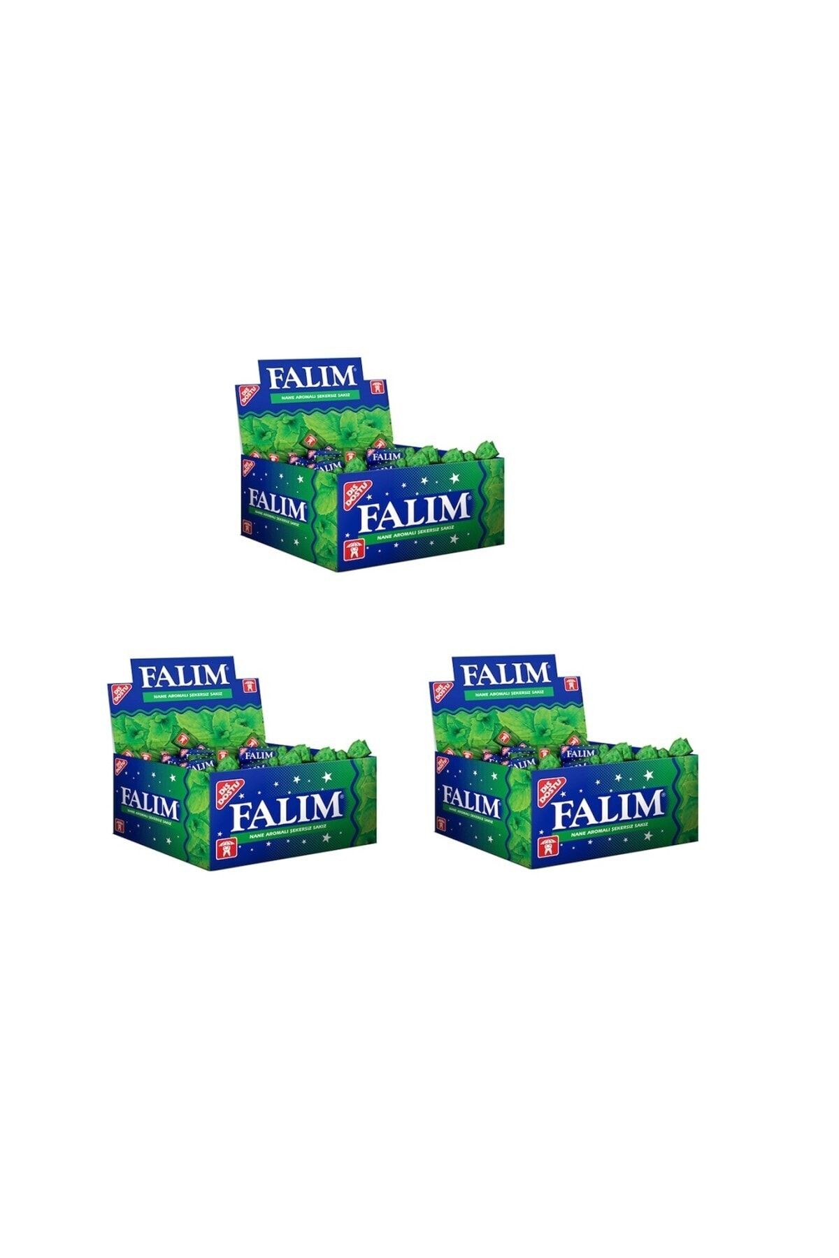 Falım Tekli Nane Aromalı Şekersiz Sakız 1,4 gr 100 Adetx3 Paket