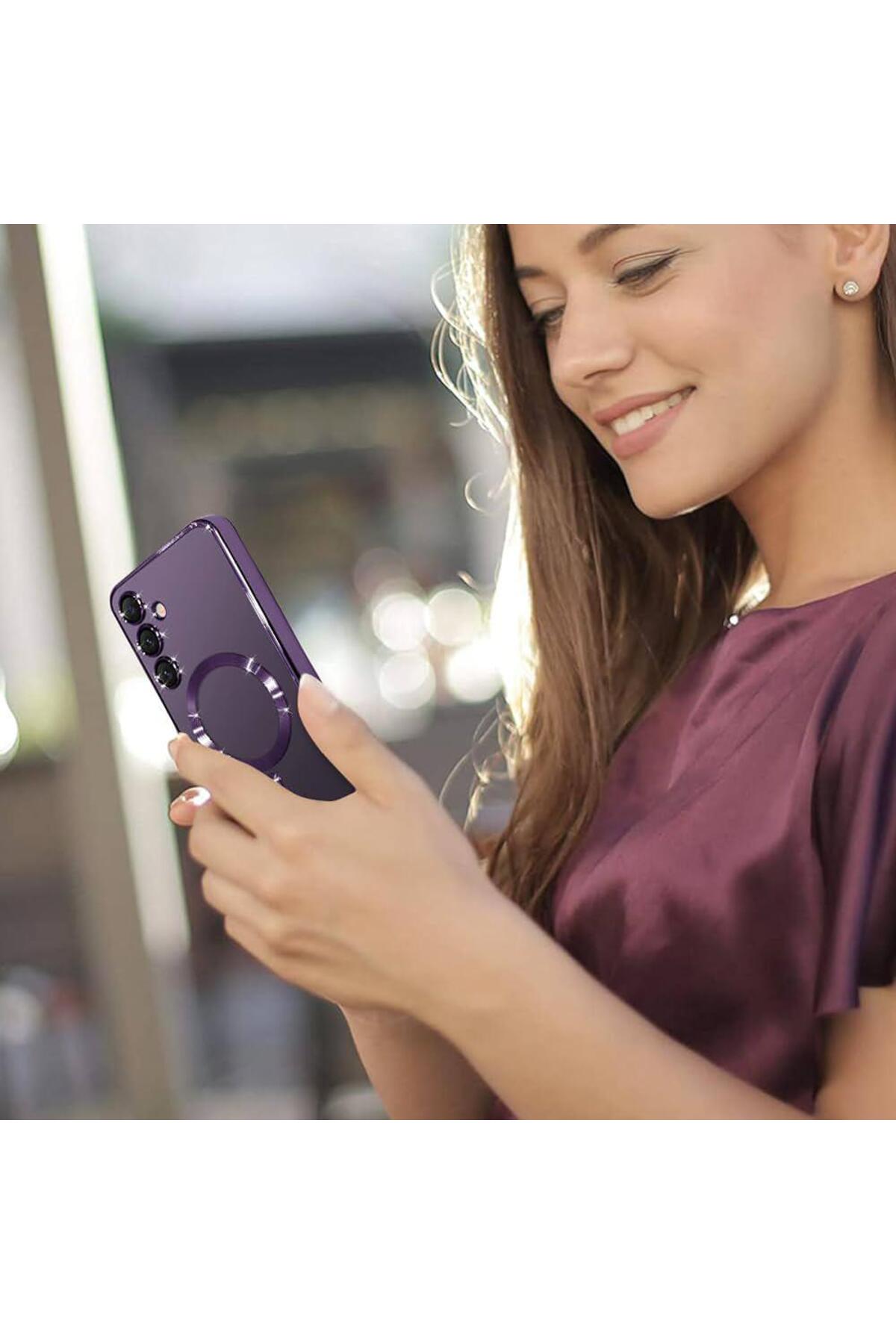 Samsung Galaxy S20 FE شارژر بی‌سیم مغناطیسی سازگار با لبه شفاف رنگی فلزی