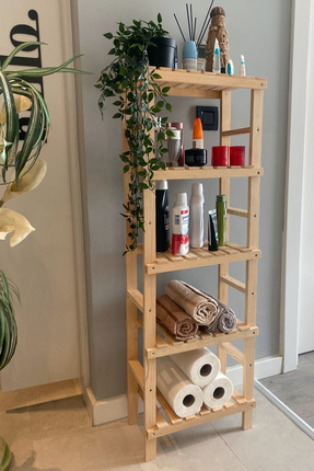 Ahşap Banyo Düzenleyici 5 Raflı Çok Amaçlı Organizer nat mob183 Image 0