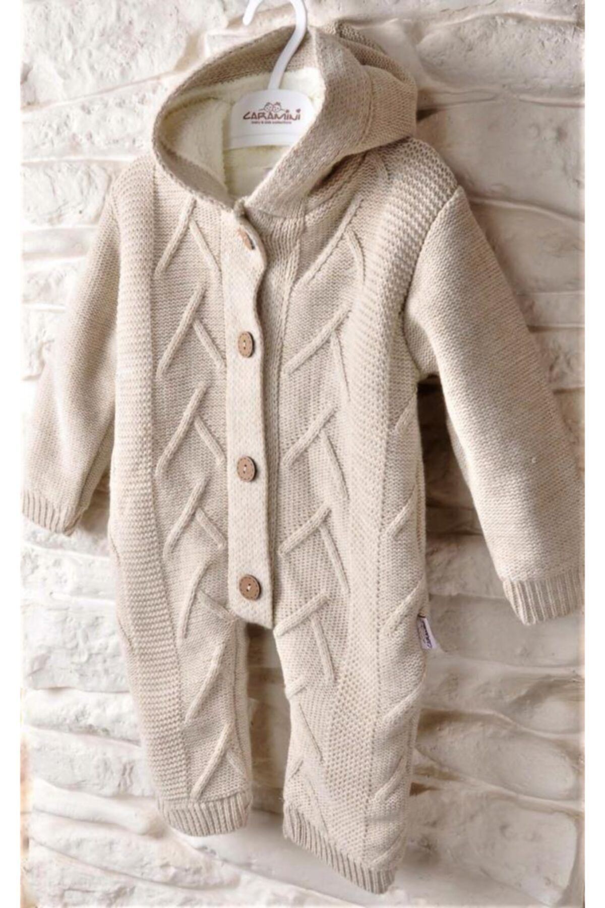 poky bebe unisex bej bebek kapusonlu astronot triko welsoft tulum fiyati yorumlari trendyol