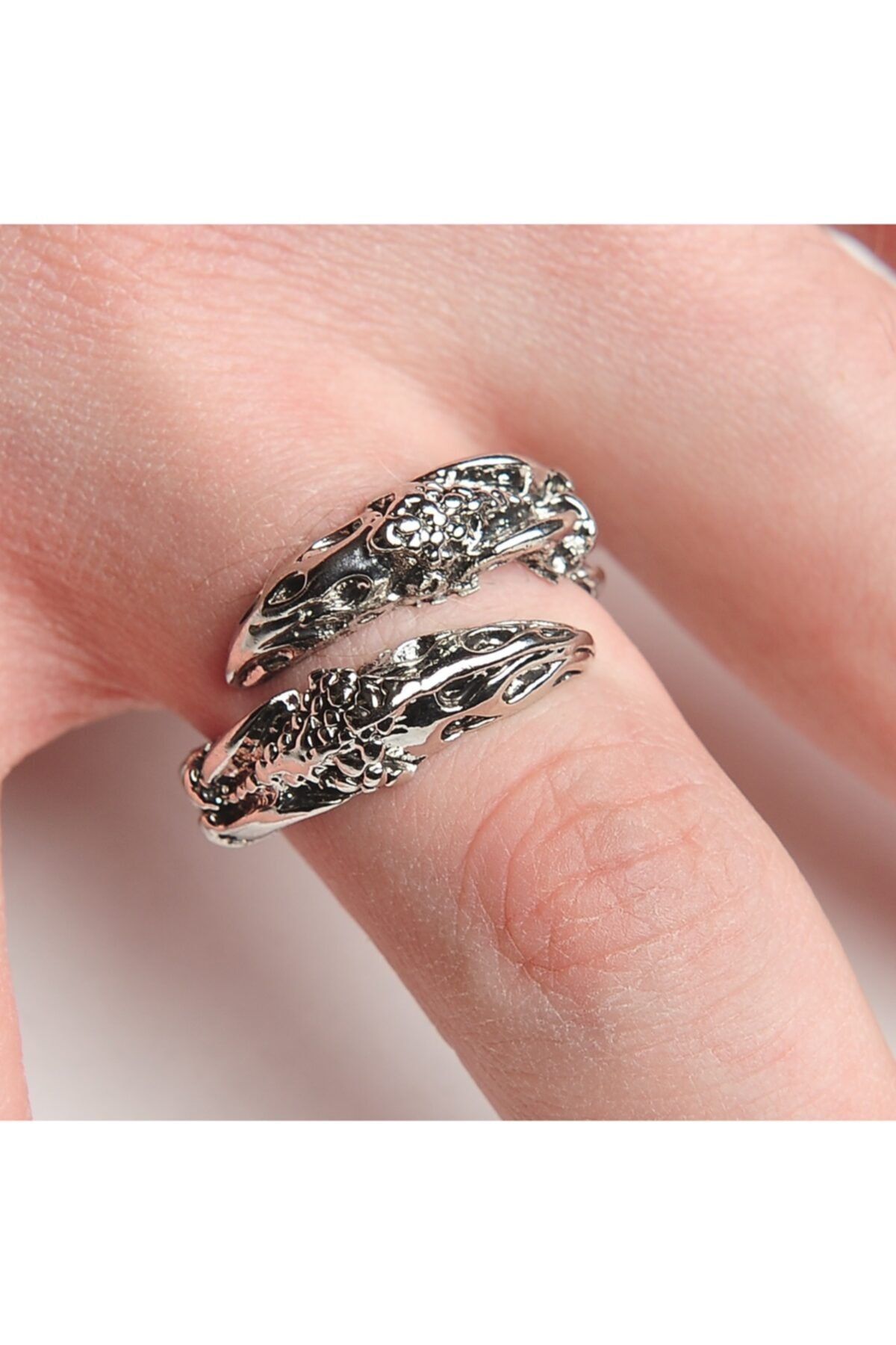 northstarshop Vintage Gotik Ayarlanabilir Motorcu Çelik Yüzük