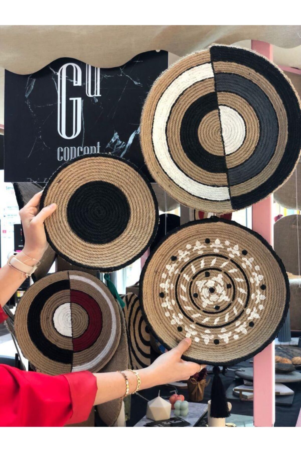 Mr.Emirshop Dekoratif El Yapımı Hasır 4'lü Duvar Süslemesi