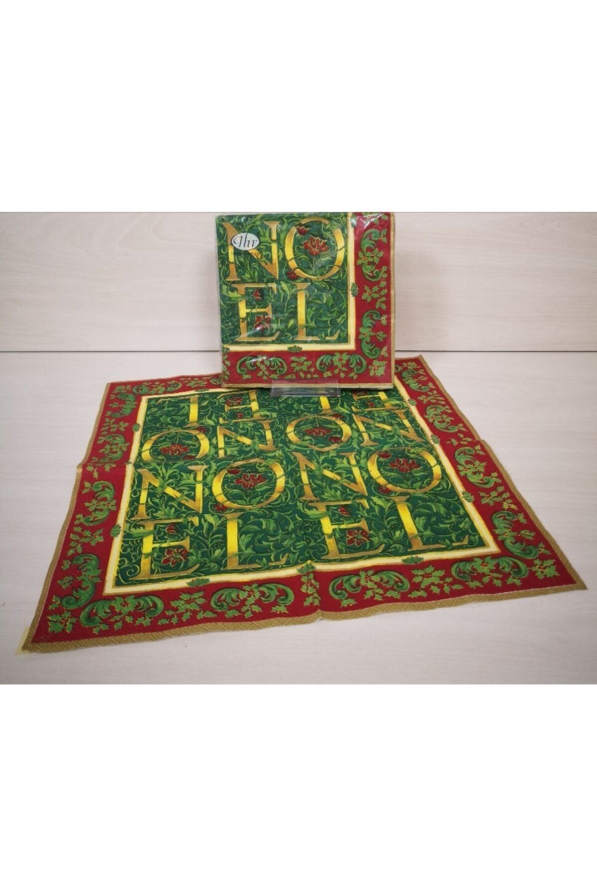 İHR Ithal Noel Temalı Kağıt Peçete, Fete De Noel Green 33x33cm, 3 Kat, 20'l