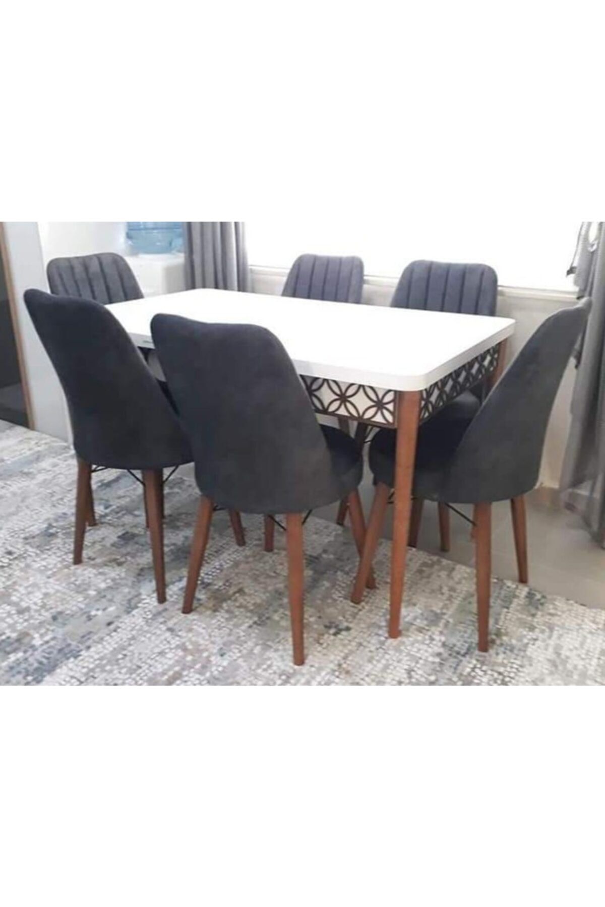 dezyan Siyah Yemek Masası 6 Sandalyeli