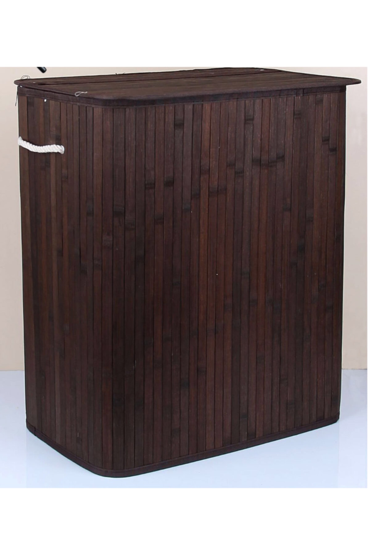 İAMOKSTORE Bambu Dikdörtgen Kahve Katlanır Çamaşır Sepeti