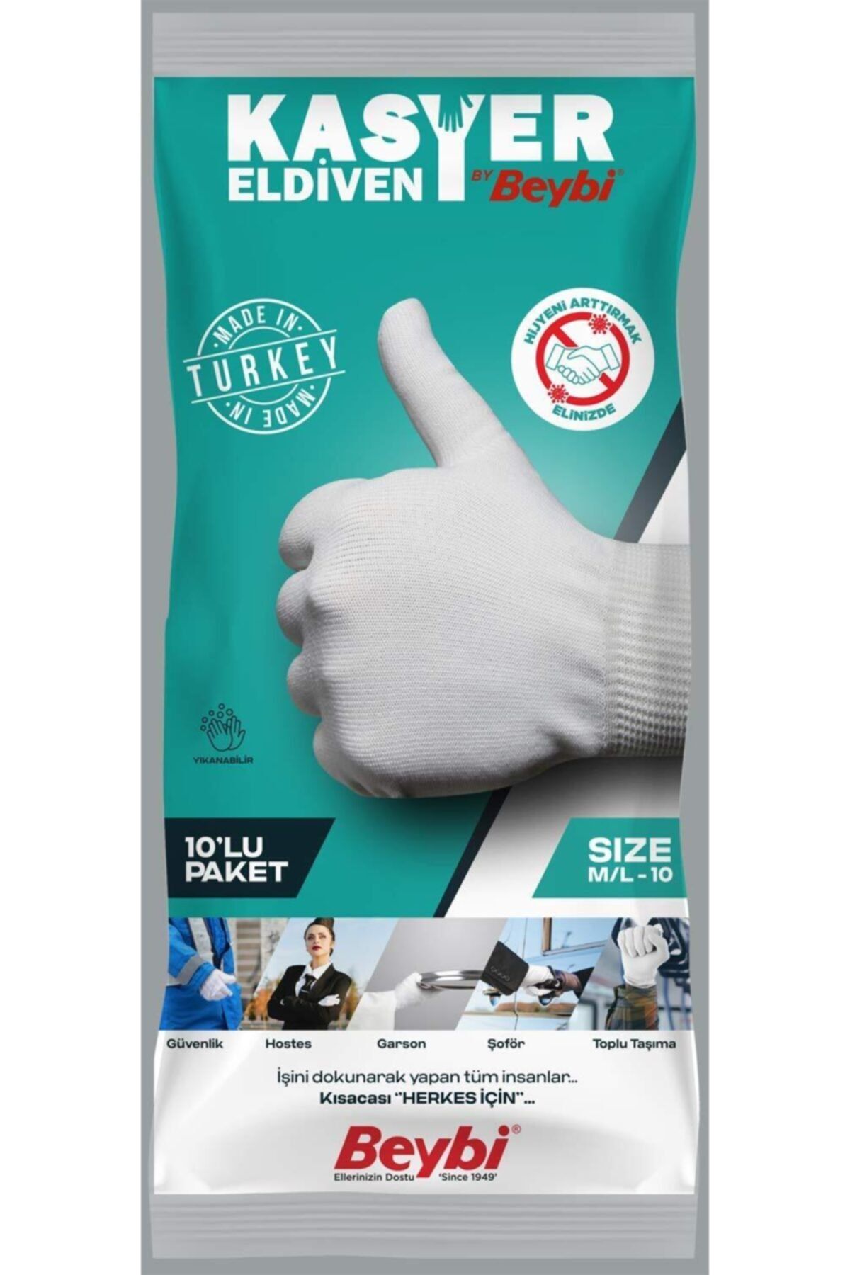 Beybi Kasyer Eldiven - Beyaz - 10 Adet
