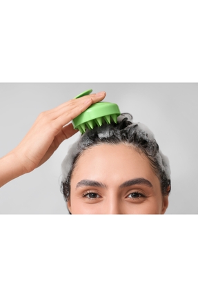 Saç Masaj Ve Şampuan Fırçası 872434 - Tutma Saplı , Yumuşak Silikon Image 2