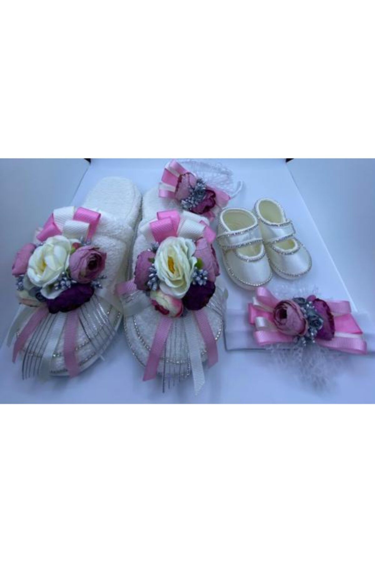 Özel Yapım Anne Kız Bebek Çiçekli Lohusa Set