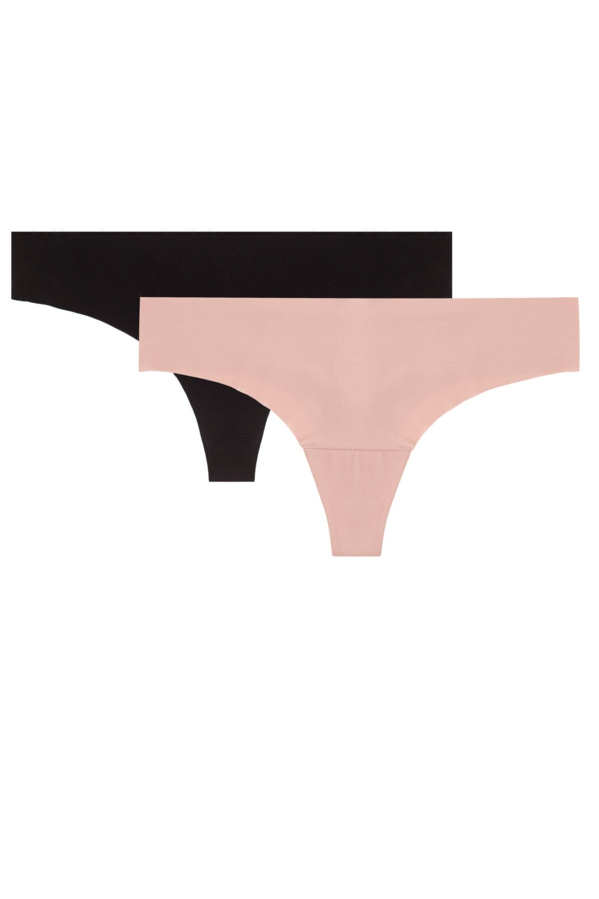 HAREM SUARE Burgos Lazer Kesim Kaydırmaz String Siyah& Pembe 2'li Paket