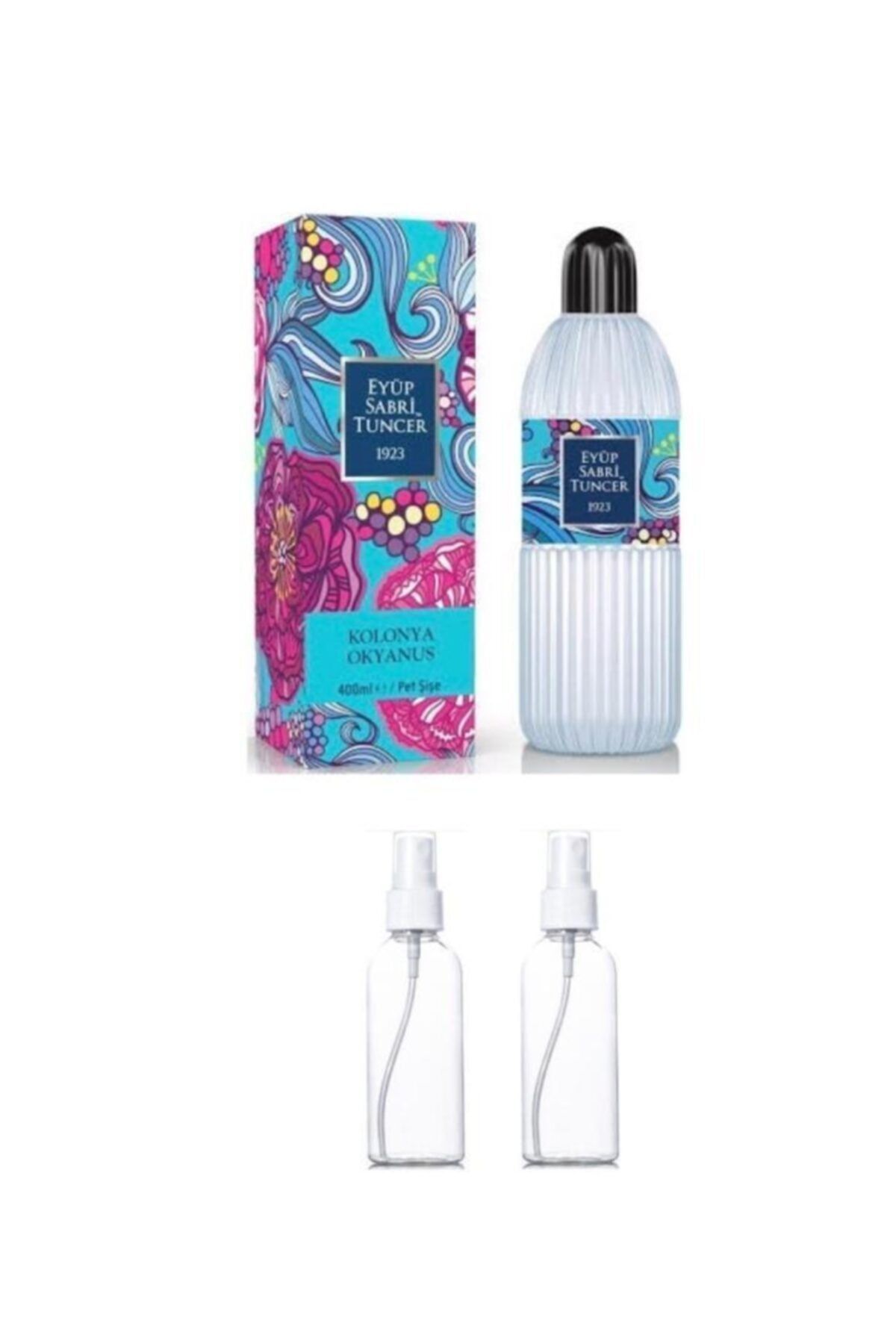 Eyüp Sabri Tuncer Kolonya Pvc 400ml Okyanus + 2 Adet 100 Ml Sprey Pvc Boş Şişe