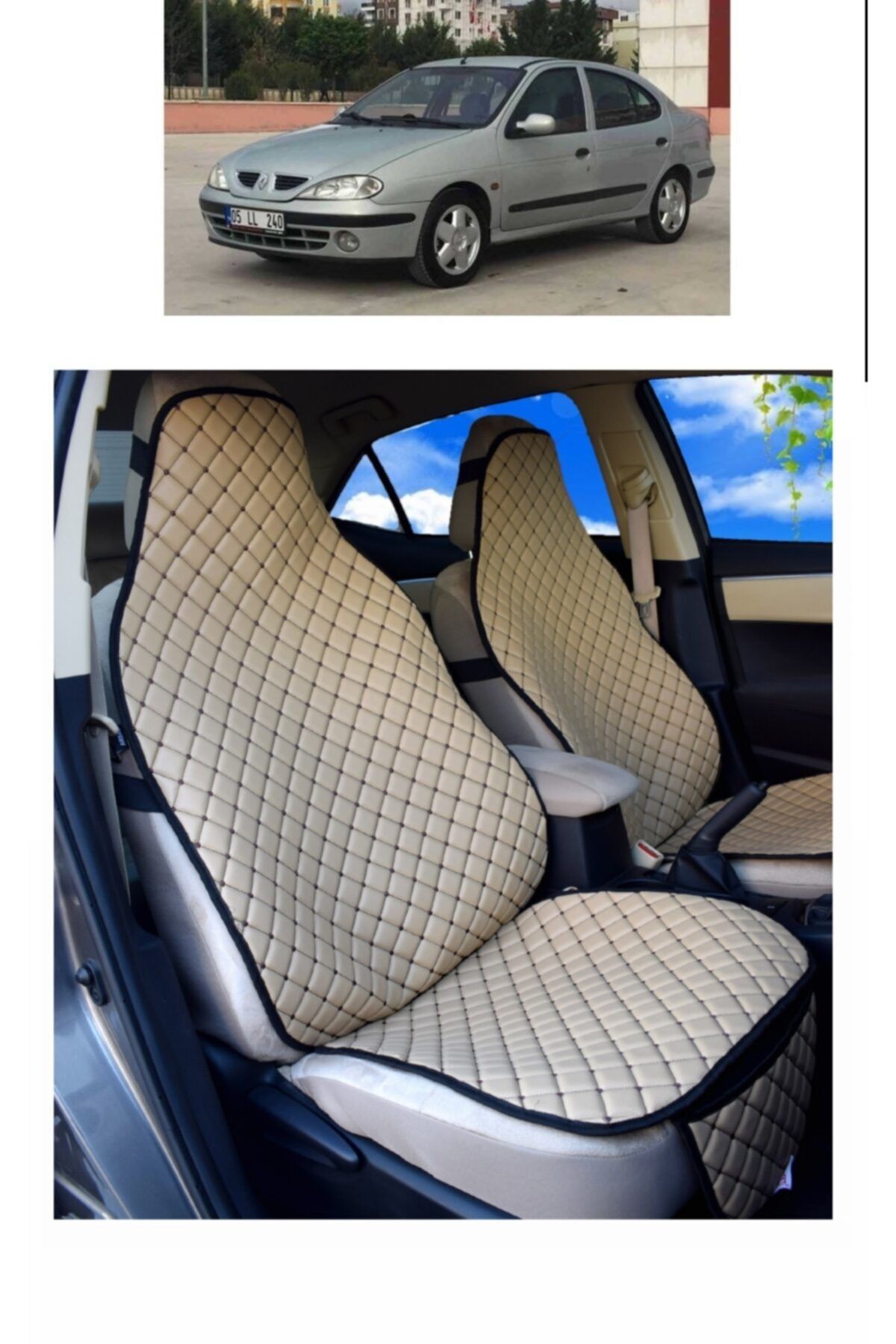 coverplus renault megane 1 sedan uyumlu takmatik oto koltuk minderi deri kilif bej on 2 adet fiyati yorumlari trendyol