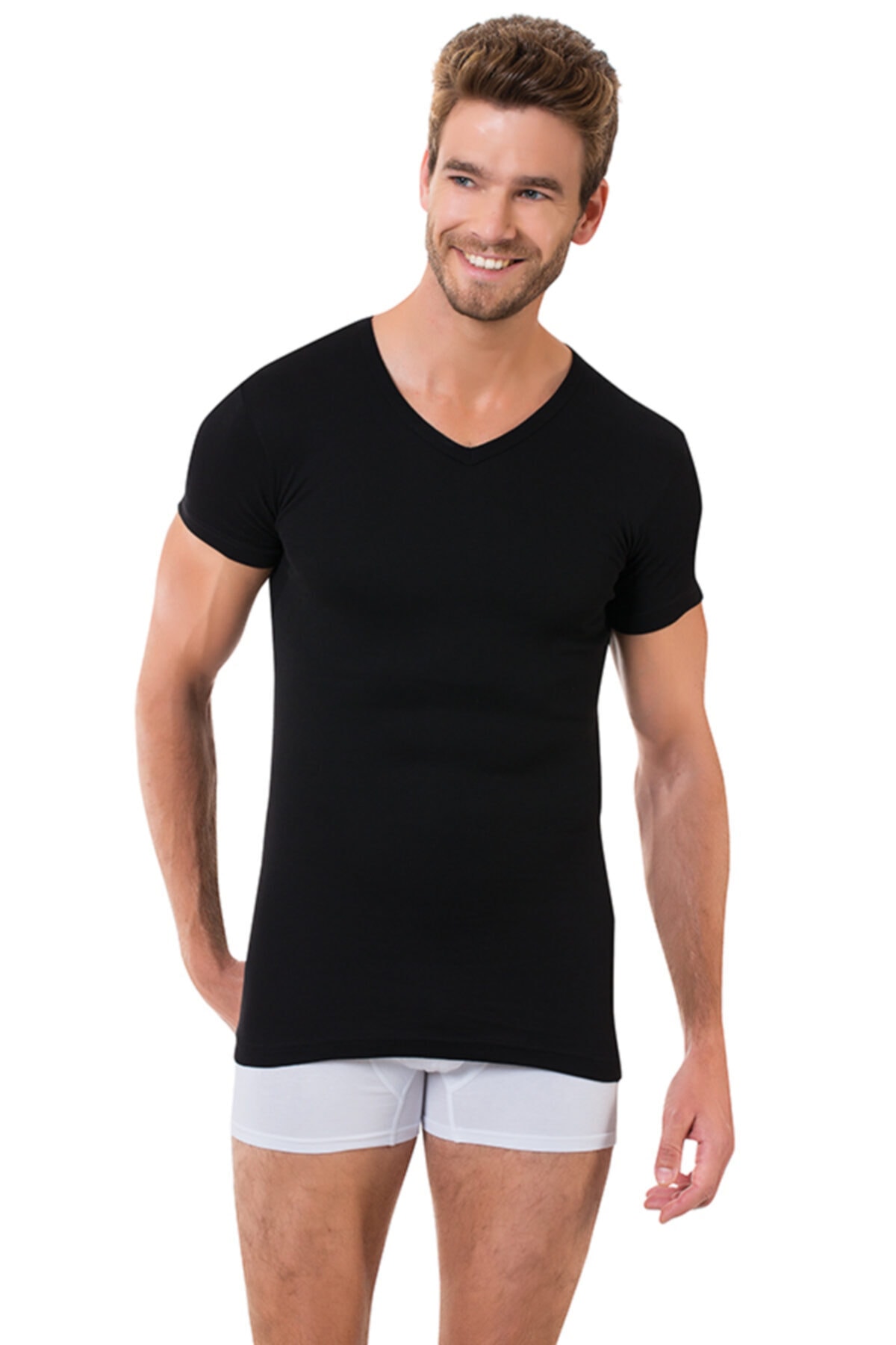 Öztaş Underwear Erkek Siyah V Yaka Fanila 1061-a