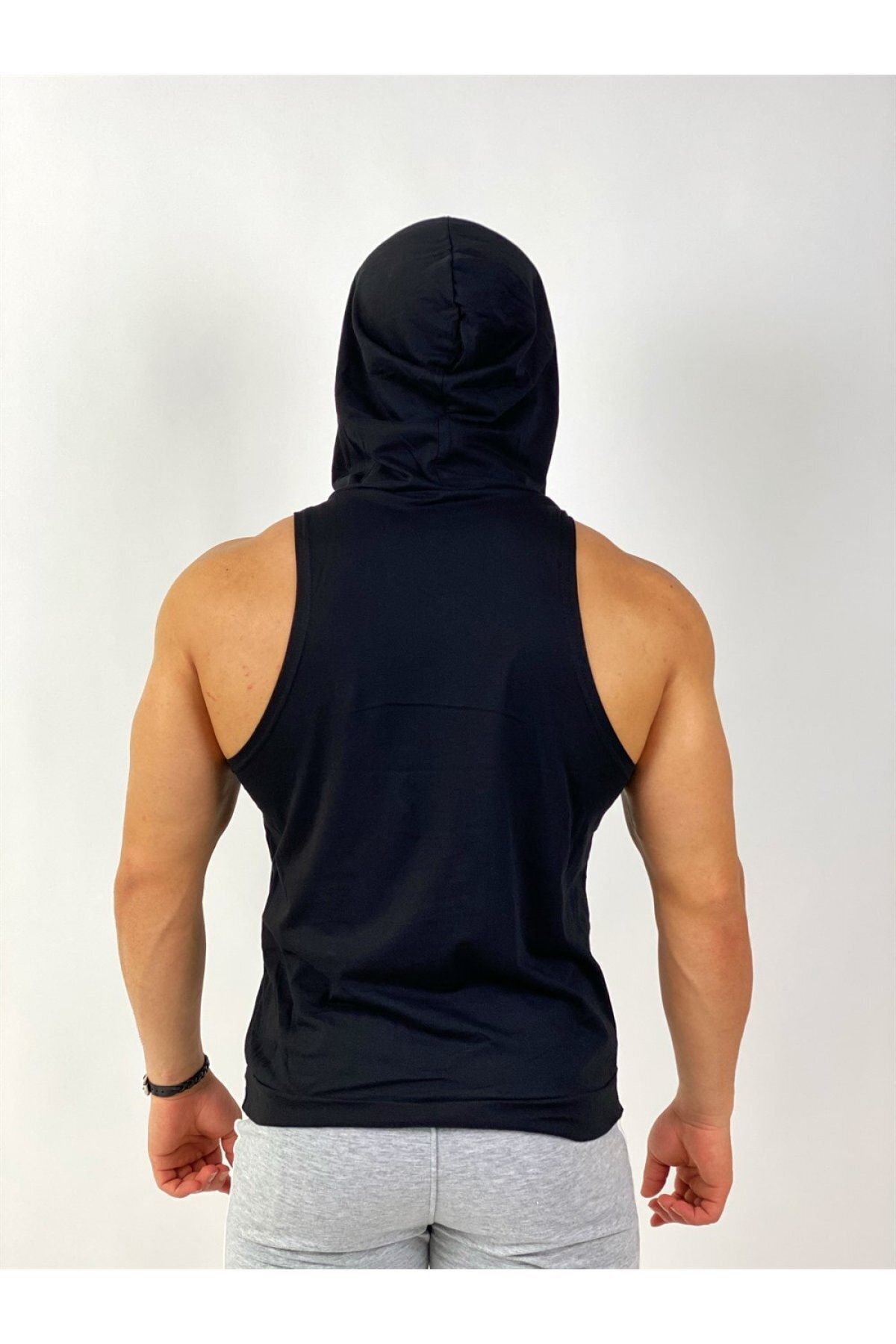 BLACK Superman Hooded Fitness Tank Top Trendyol