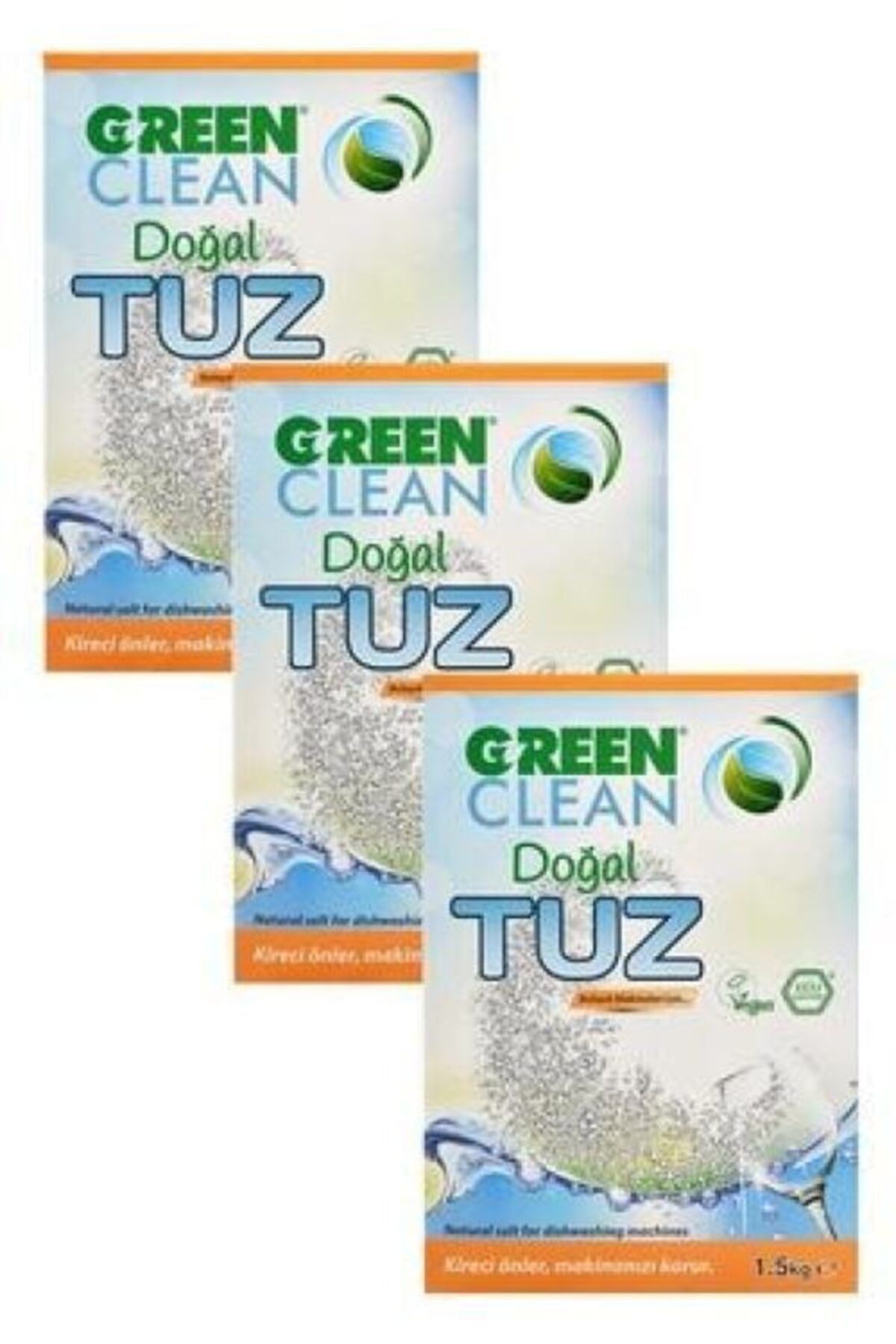 Green Clean Organik Bulaşık Makinası Doğal Tuz 1,5 Kg 3,lü Set