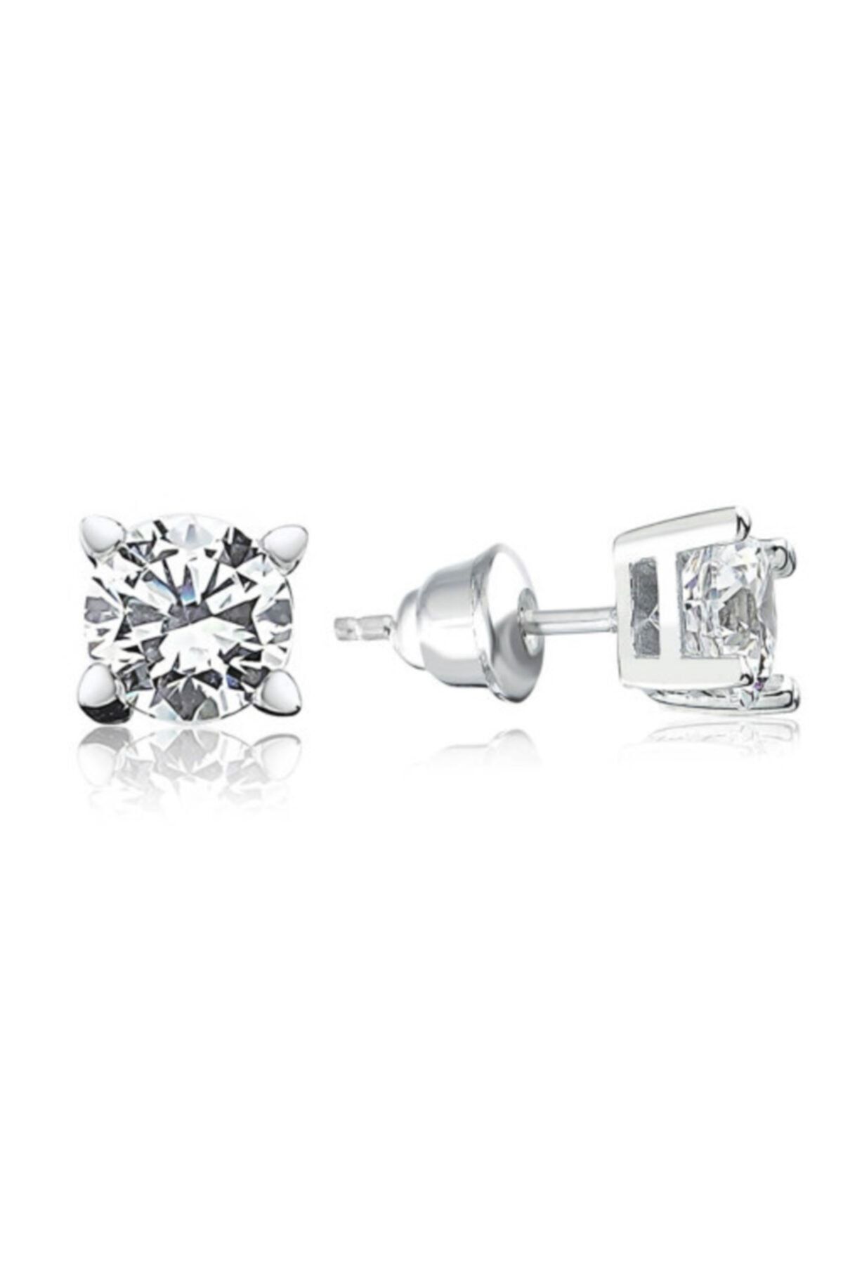 Valori Jewels 2.30 Karat Swarovski Zirkon Taşlı, Gümüş Tektaş Küpe