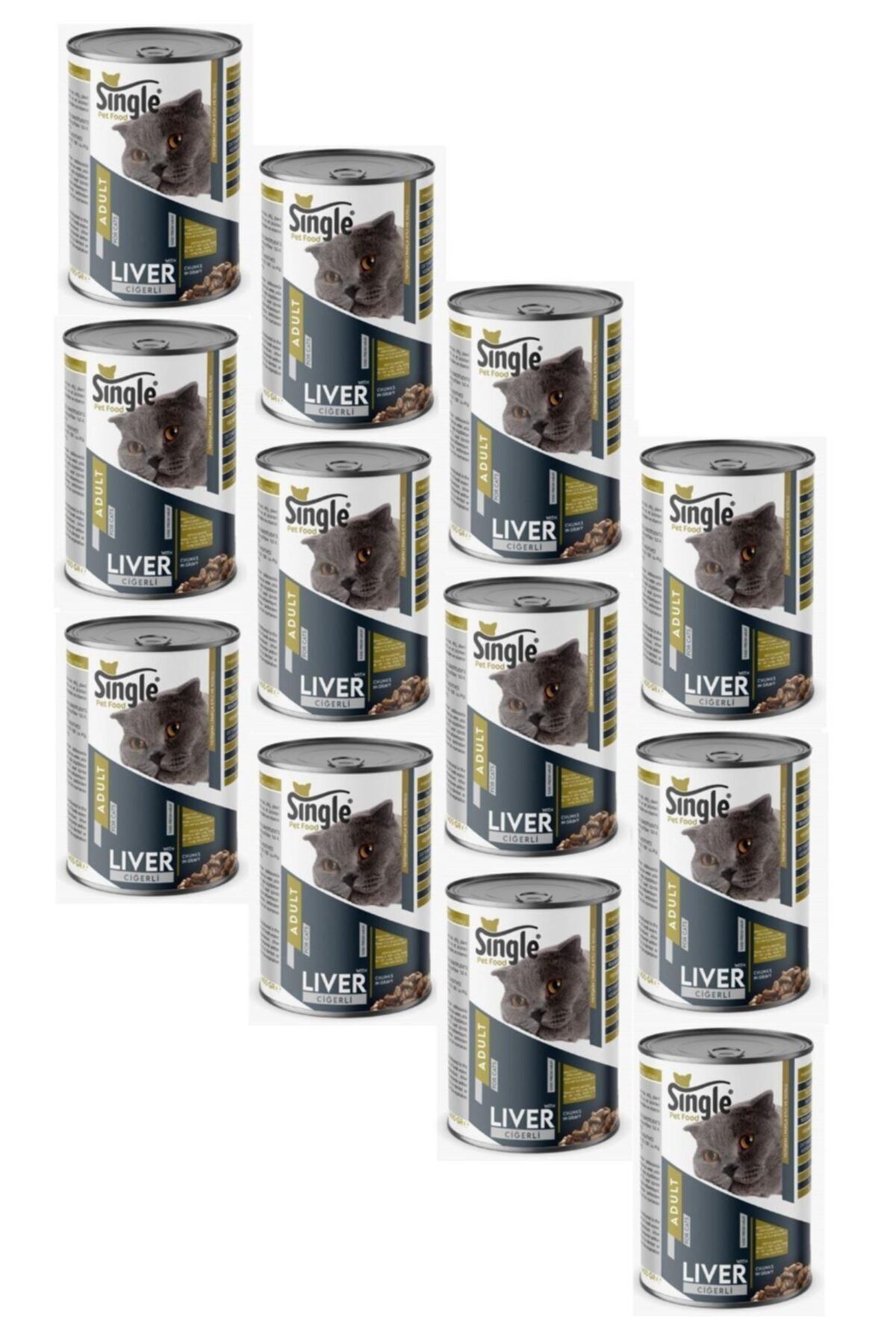 SINGLE For Cats Ciğerli Kedi Konservesi 400 gr 12 Adet