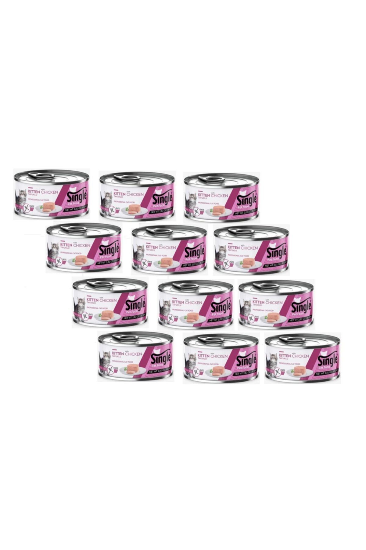 SINGLE Pate Kitten Tavuklu Tahılsız Yavru Kedi Konservesi 80 gr