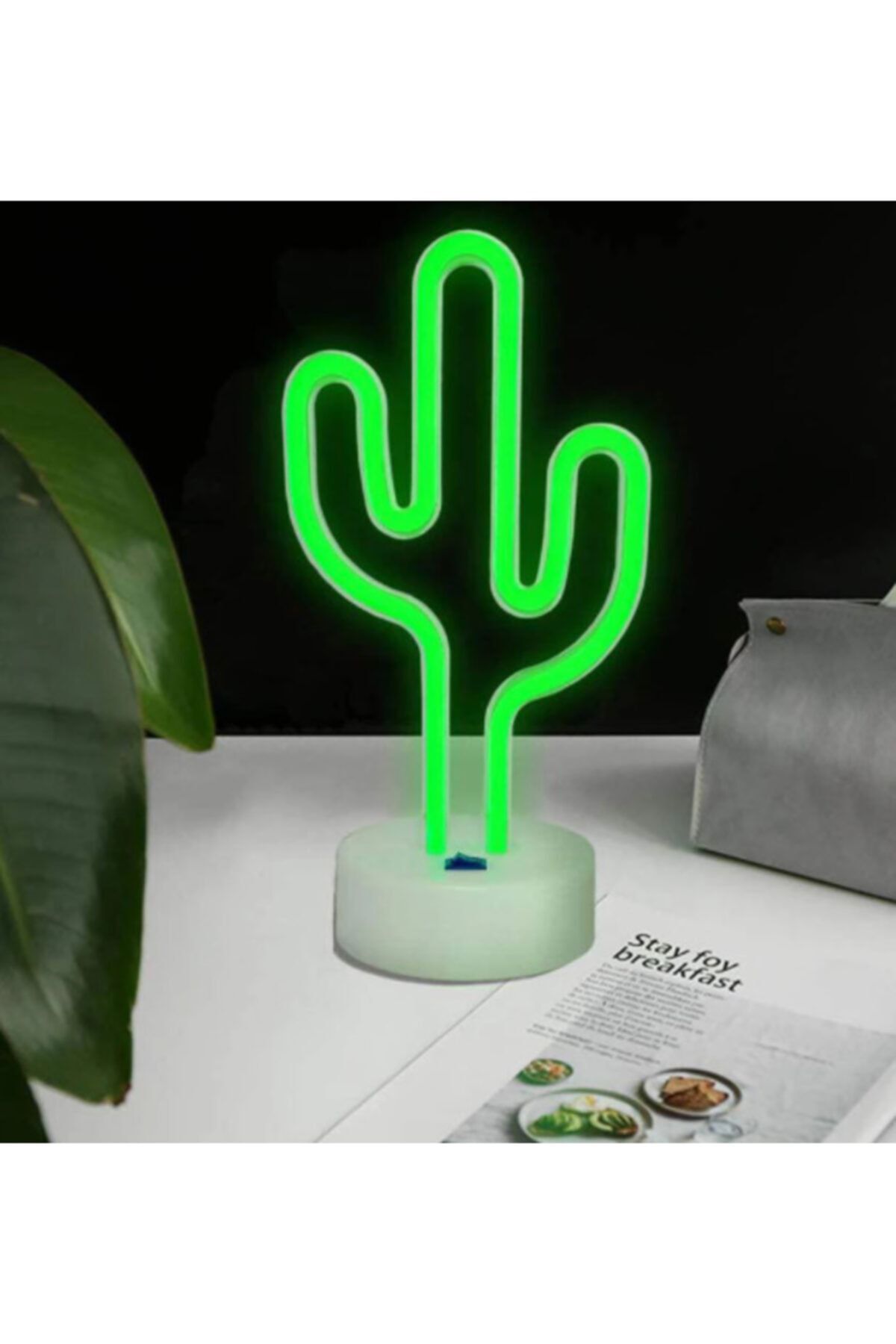 Alaçatı Led Gece Lambası Kaktüs Şekilli Neon Lamba