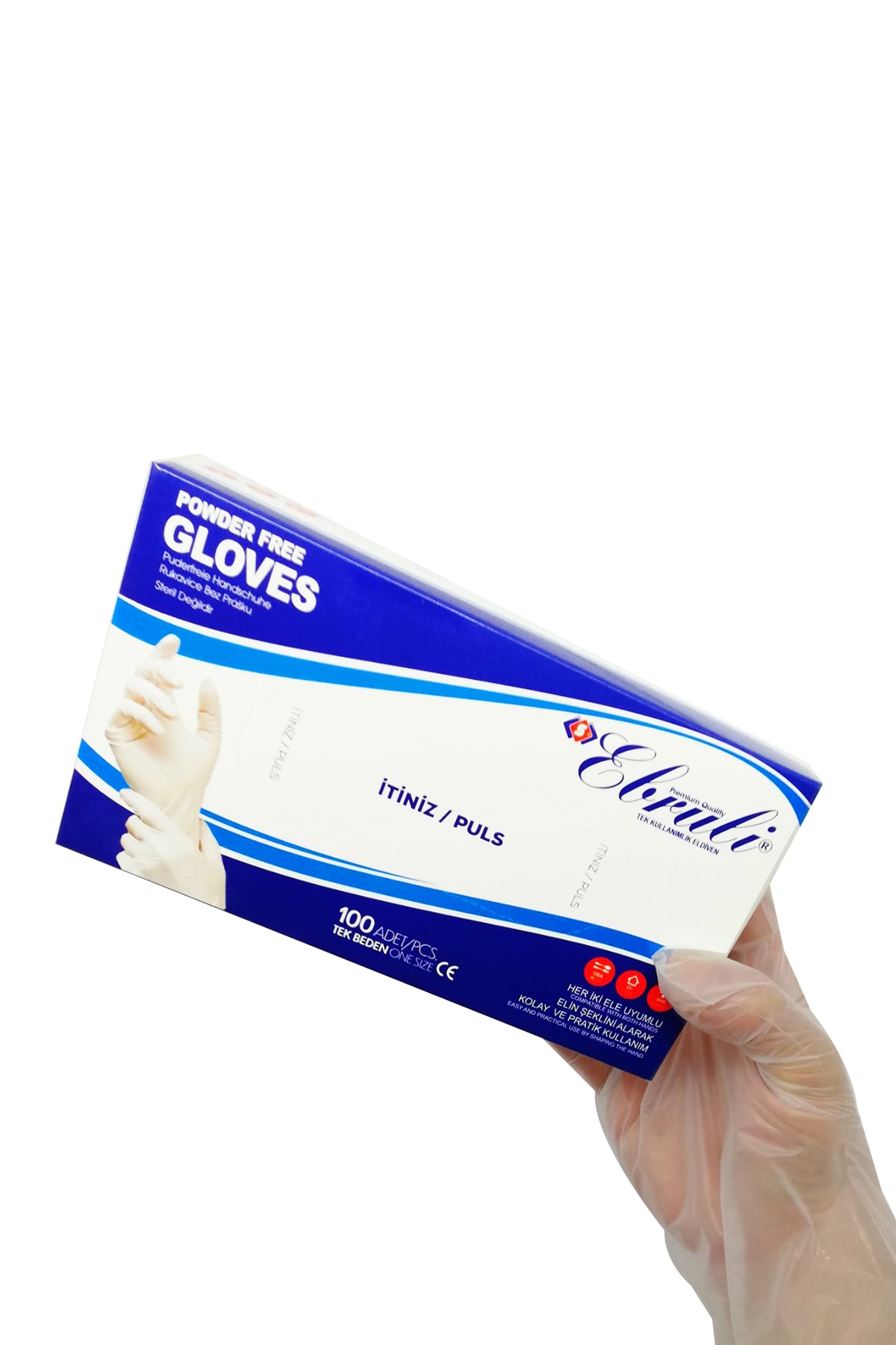 Ebruli Hibrit Eldiven 100'lü Standart Beden Beyaz