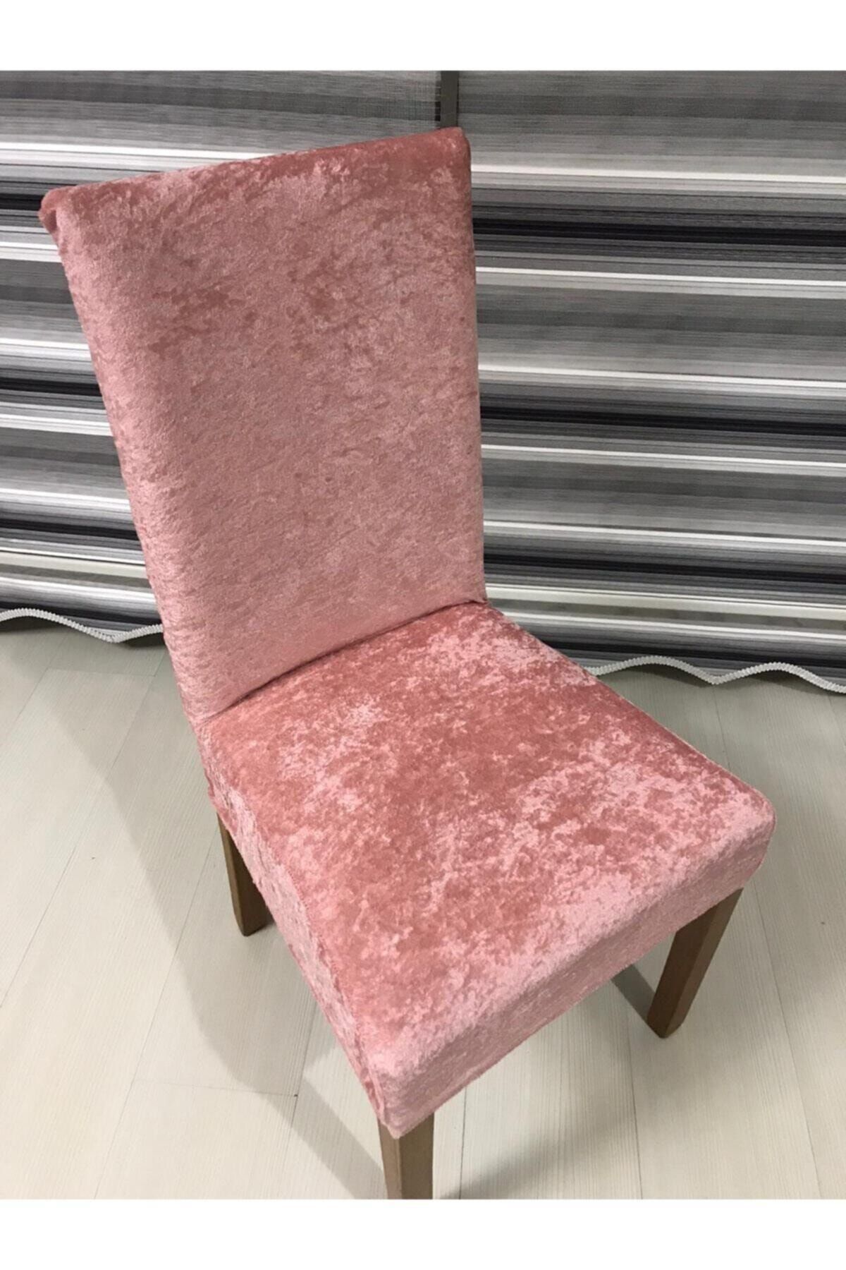 Hilal Home şeker pembe 6'lı sandalye kılıfı
