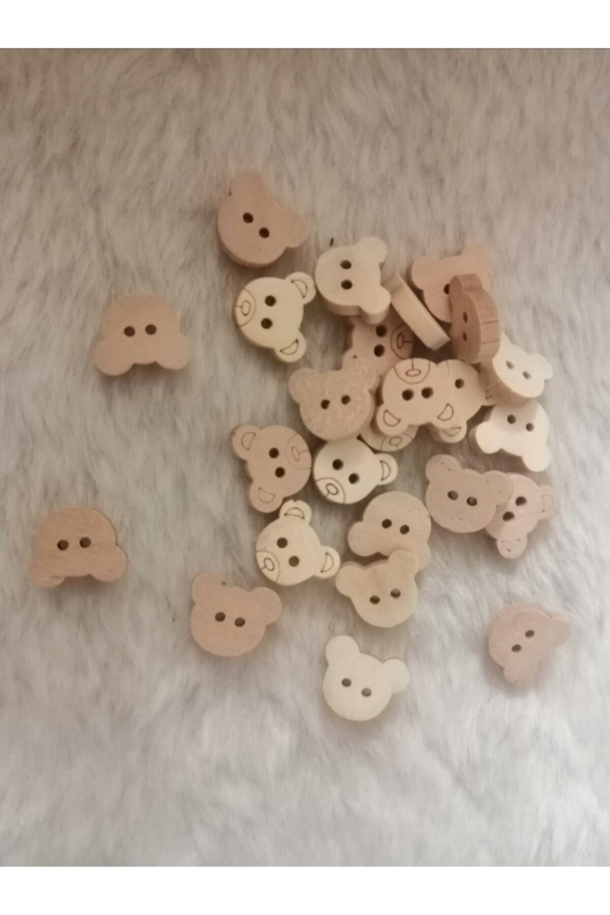 Lotushobievi Ahşap Ayıcık Düğme 10 Adet