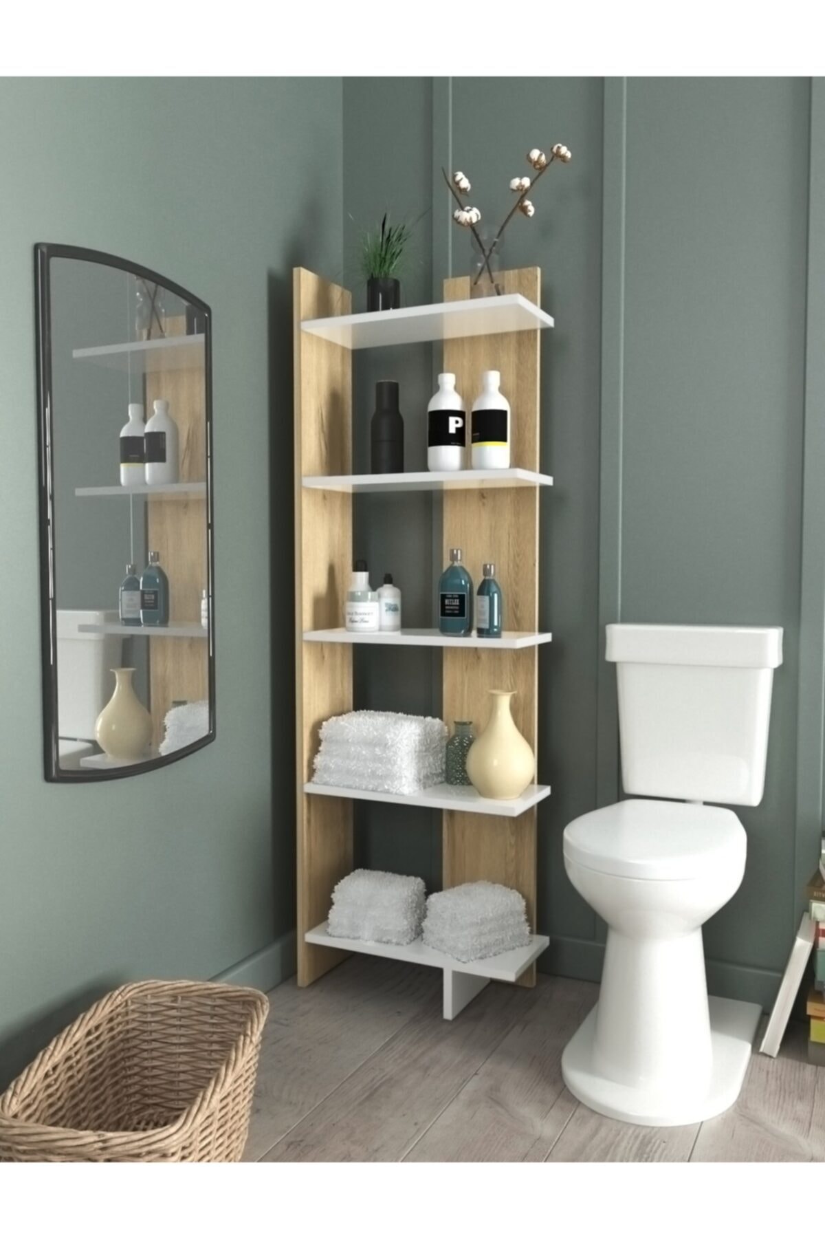 İnzino Demonte Lefkas Meşe Çok Amaçlı Dolap Banyo & Mutfak & Balkon & Kitaplık