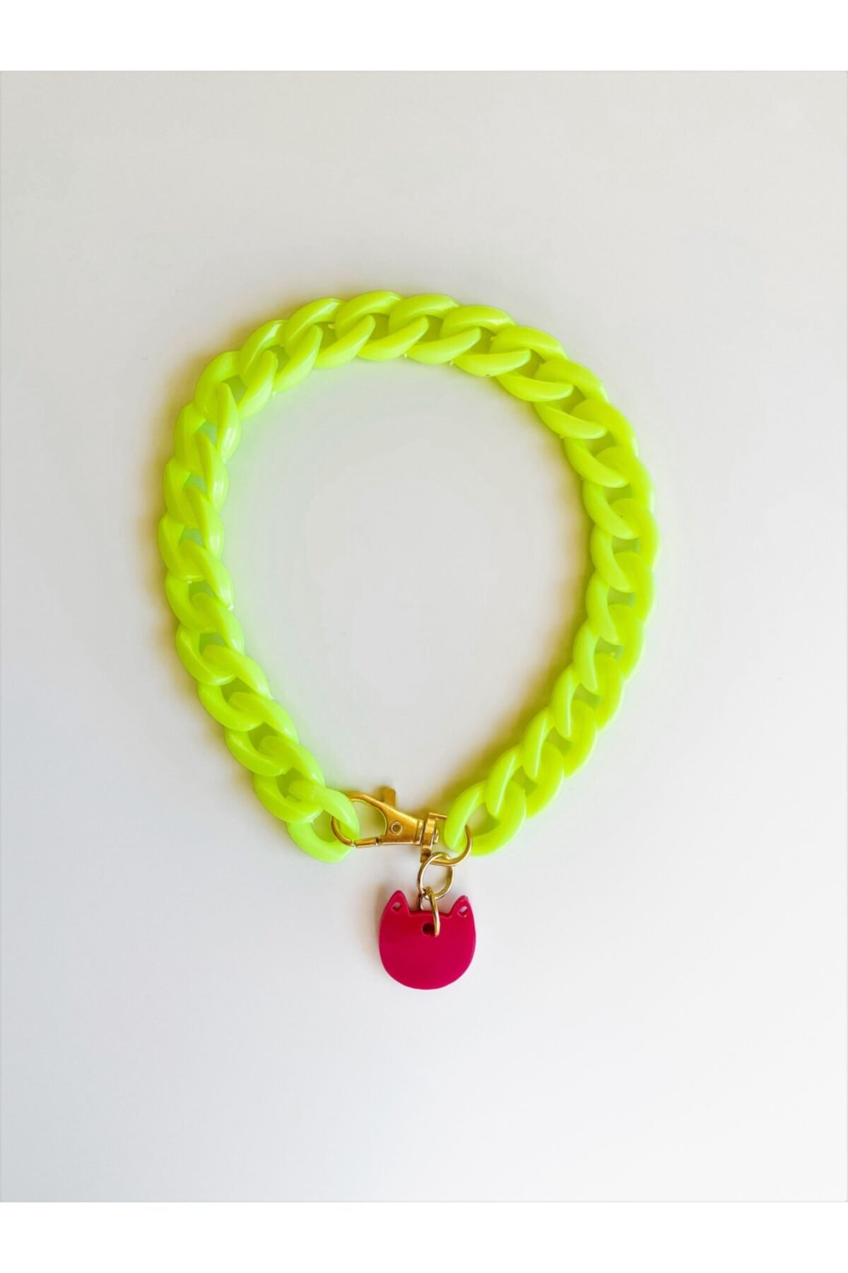 Petsbro.official 20cm Kedi Kolyesi Sarı Neon - Pembe Künye