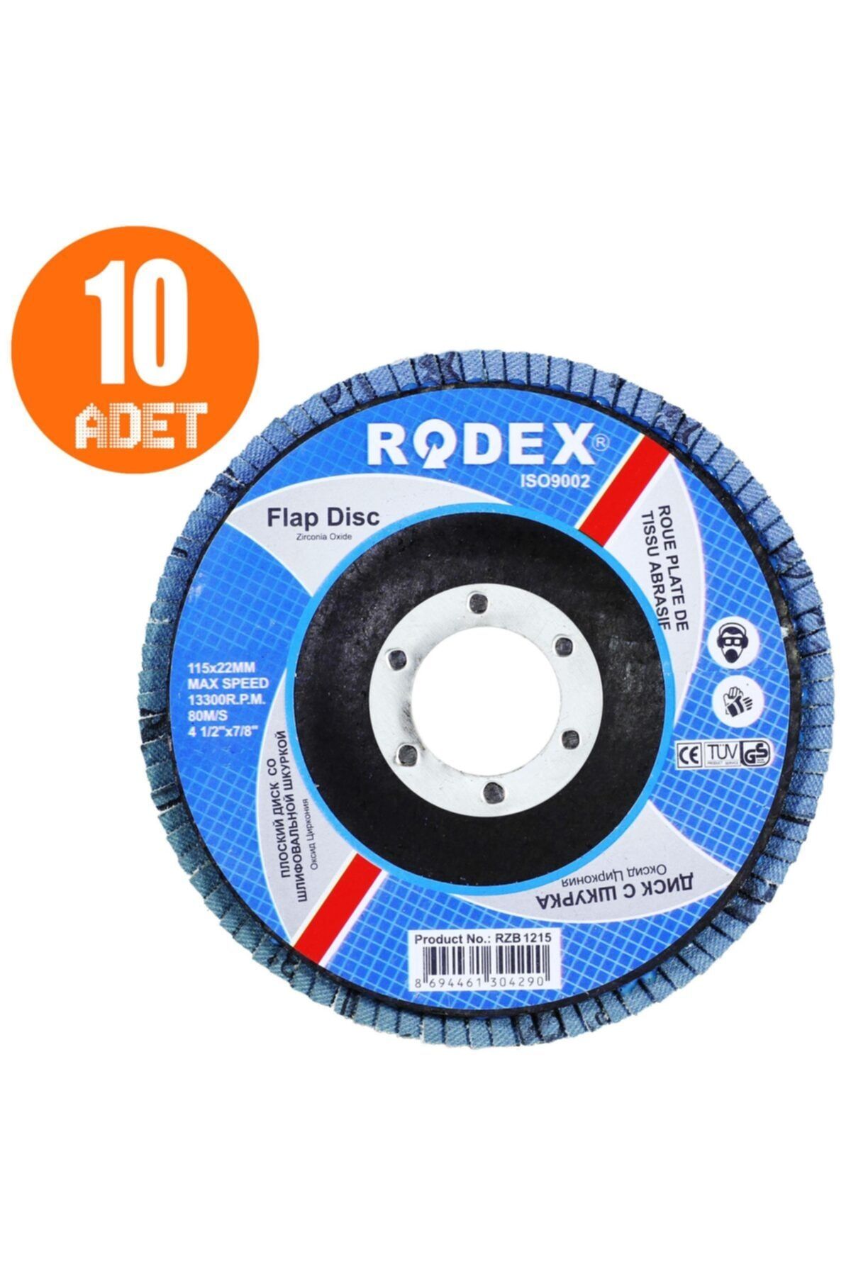 Badem10 Rodex Zirkonyum Oksit Avuç Içi Taşlama Flap Disk Zımpara 115 mm 120 Kum 10 Adet