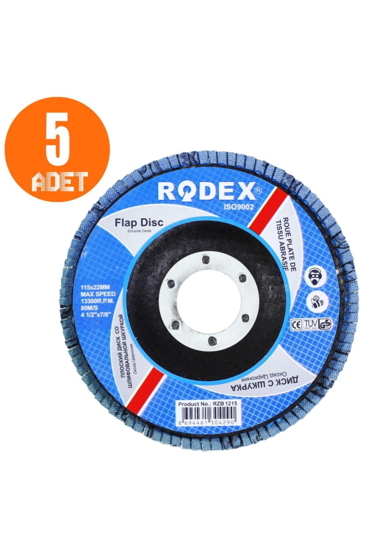 Badem10 Rodex Zirkonyum Oksit Avuç Içi Taşlama Flap Disk Zımpara 115 mm 120 Kum 5 Adet