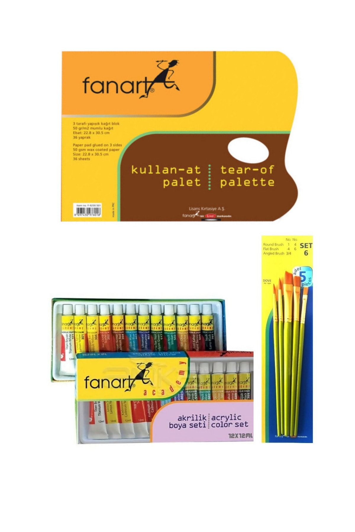 Fanart Akrilik Boyama Başlangıç Seti Fırça Hediyeli - Acrylic Starter Set