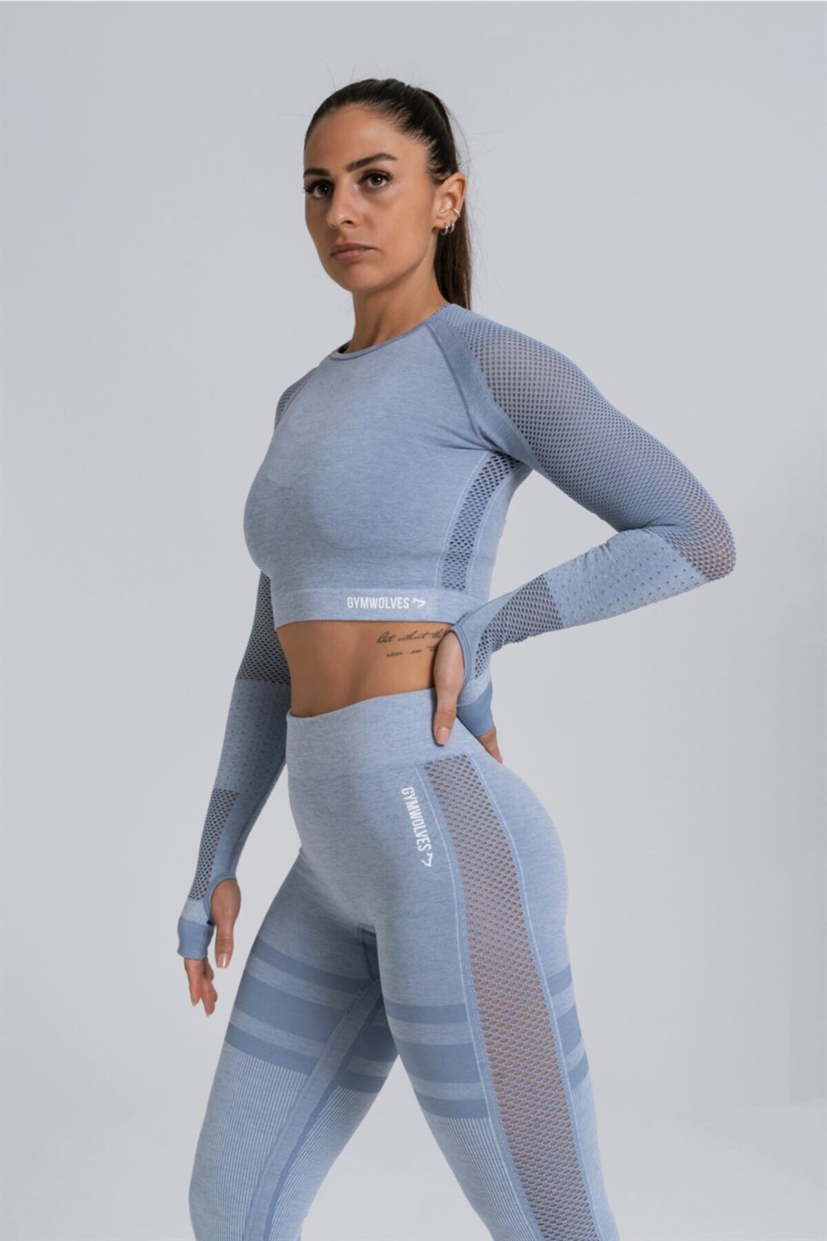 Gymwolves Kadın Uzun Kollu Dikişsiz Spor Tişört Crop Tops Queen Serisi