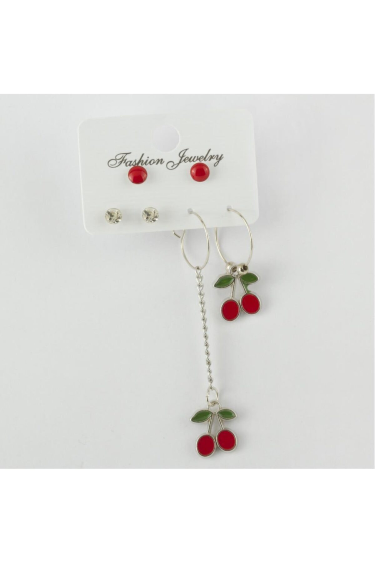 LAUREL DREAM 6'lı Kiraz Figürlü Mineli Halka Küpe