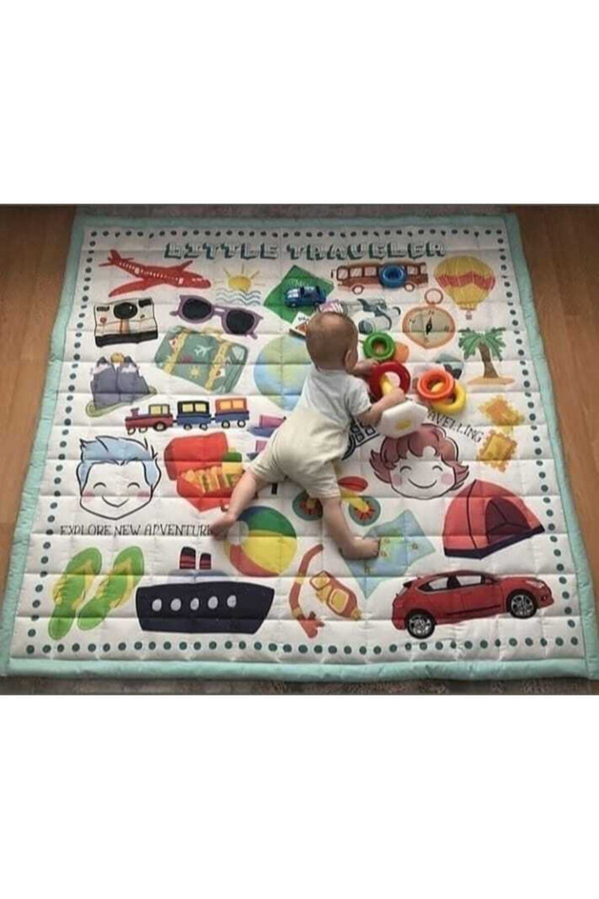 bebegin sepeti little traveler bebek oyun halisi 150x150 cm bebek mati 100 pamuk fiyati yorumlari trendyol