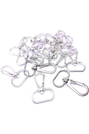 Gümüş Makrome Anahtarlık Aparatı 60 Adet Telli Kanca Klipsi Anahtarlık Halkası Image 3