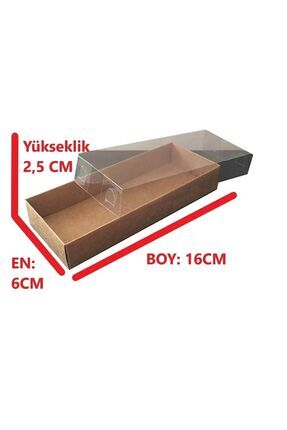 6.5 X 16 X 2,5 Cm Asetat Kapaklı Kraft Kutu Düğün Nişan Kına Hediyelik Kutu 50 Adet Image 0