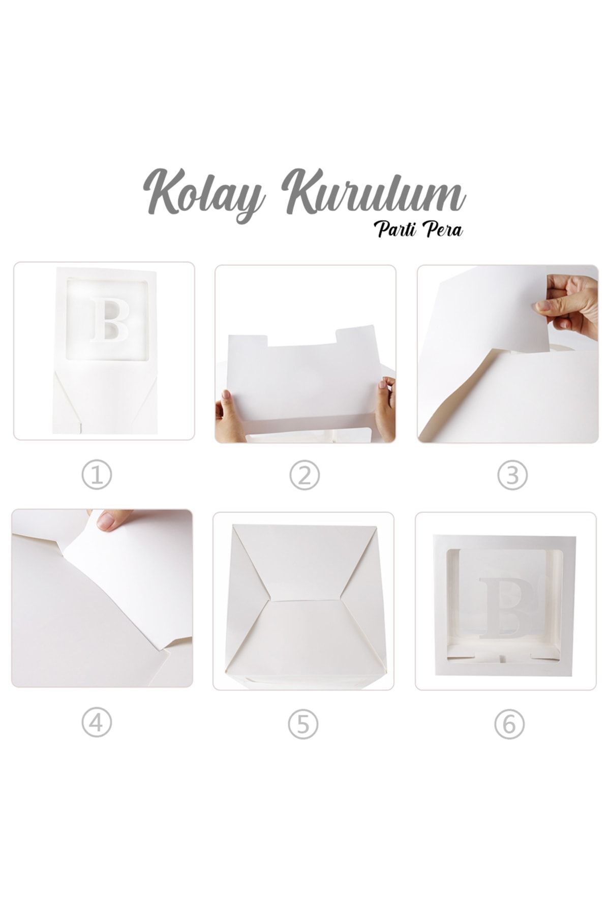 جعبه بادکنک شفاف یک حرفی سفید 25x25 سانتی متر