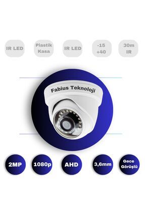 2mp Ahd 3.6mm Lens IR Led Dome Guvenlik Image 0