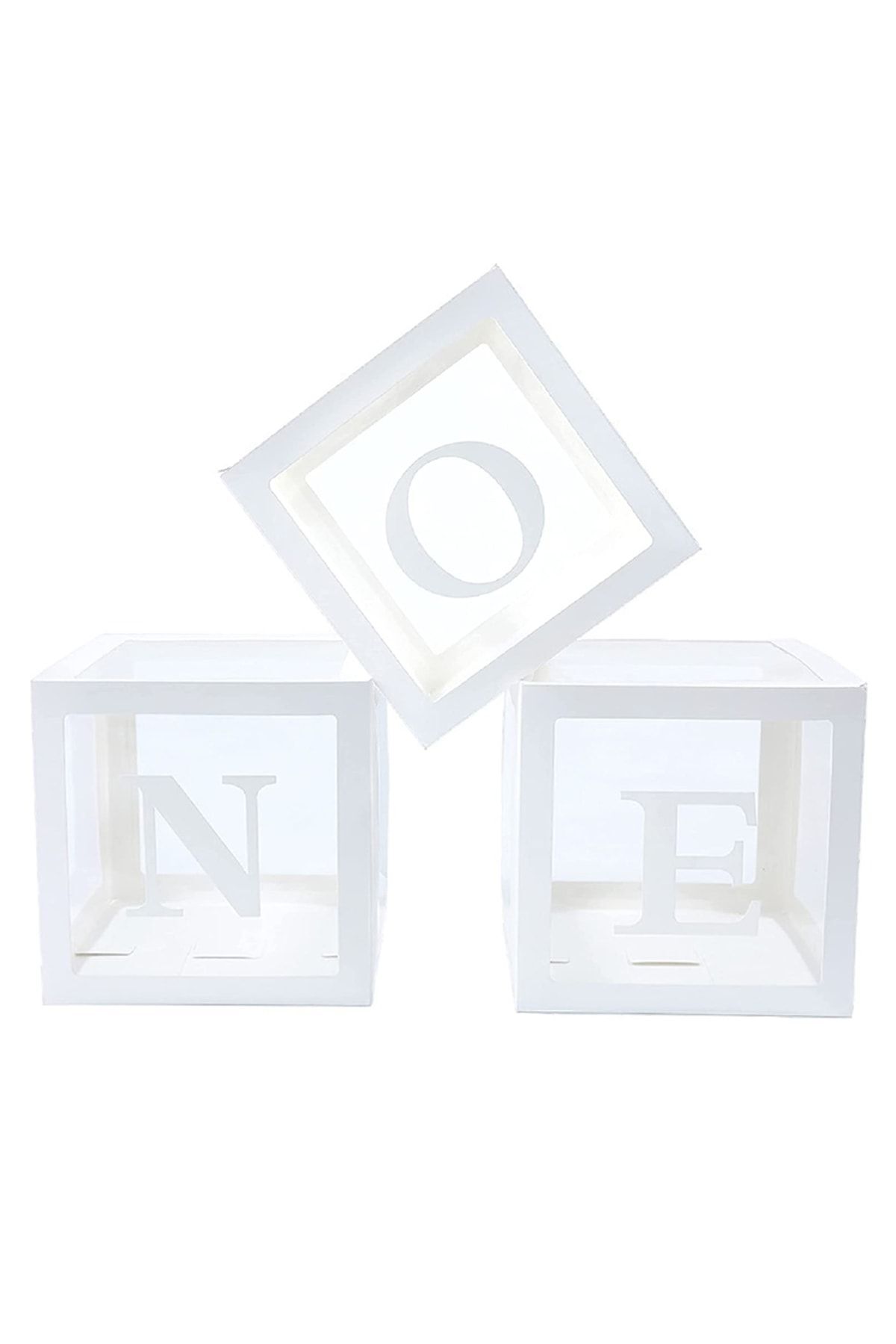 جعبه بادکنک شفاف یک حرفی سفید 25x25 سانتی متر