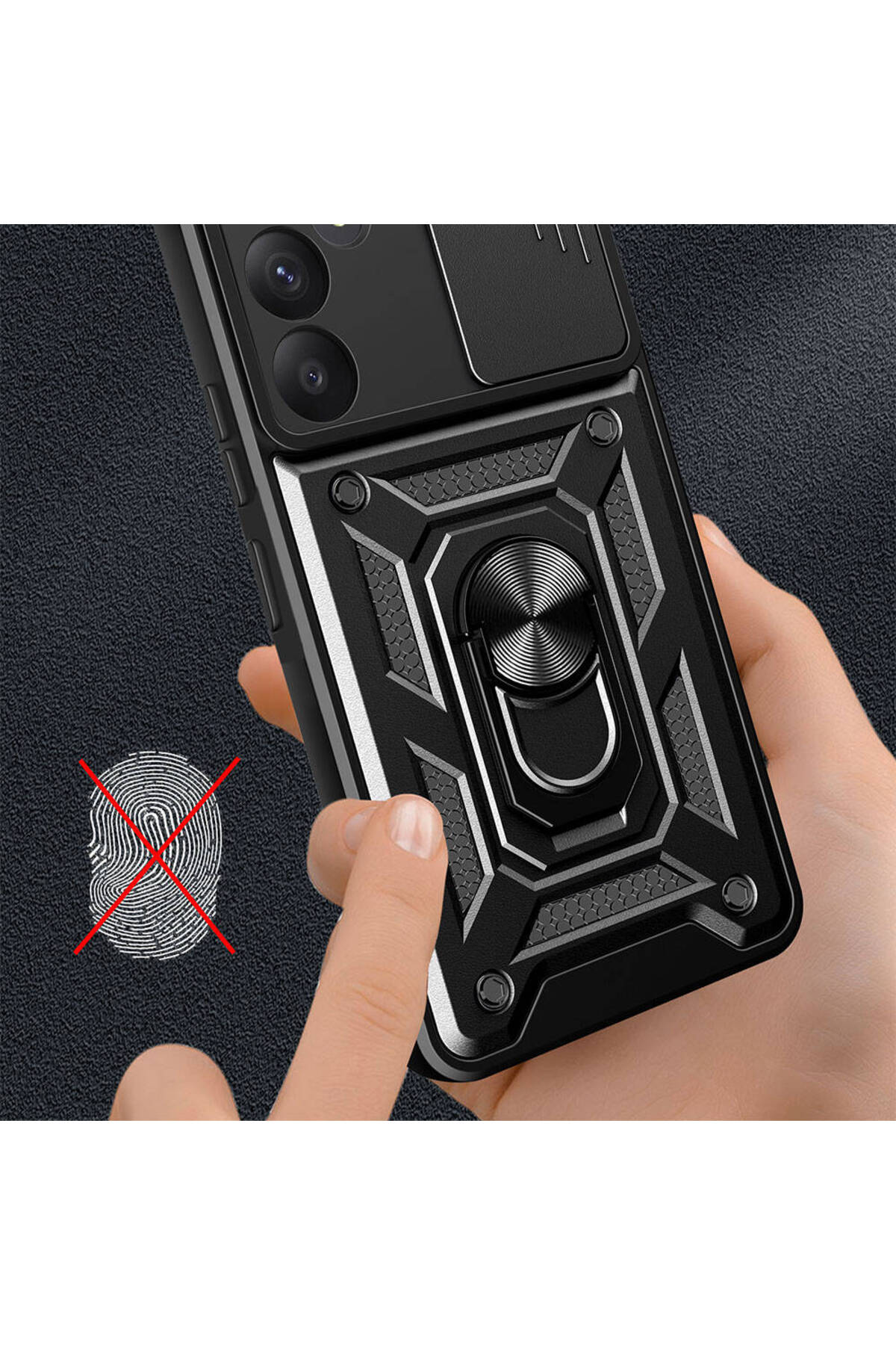 پوشش محافظ محافظ زرهی تانک نظامی با دوربین سامسونگ گلکسی A35 با حلقه کشویی